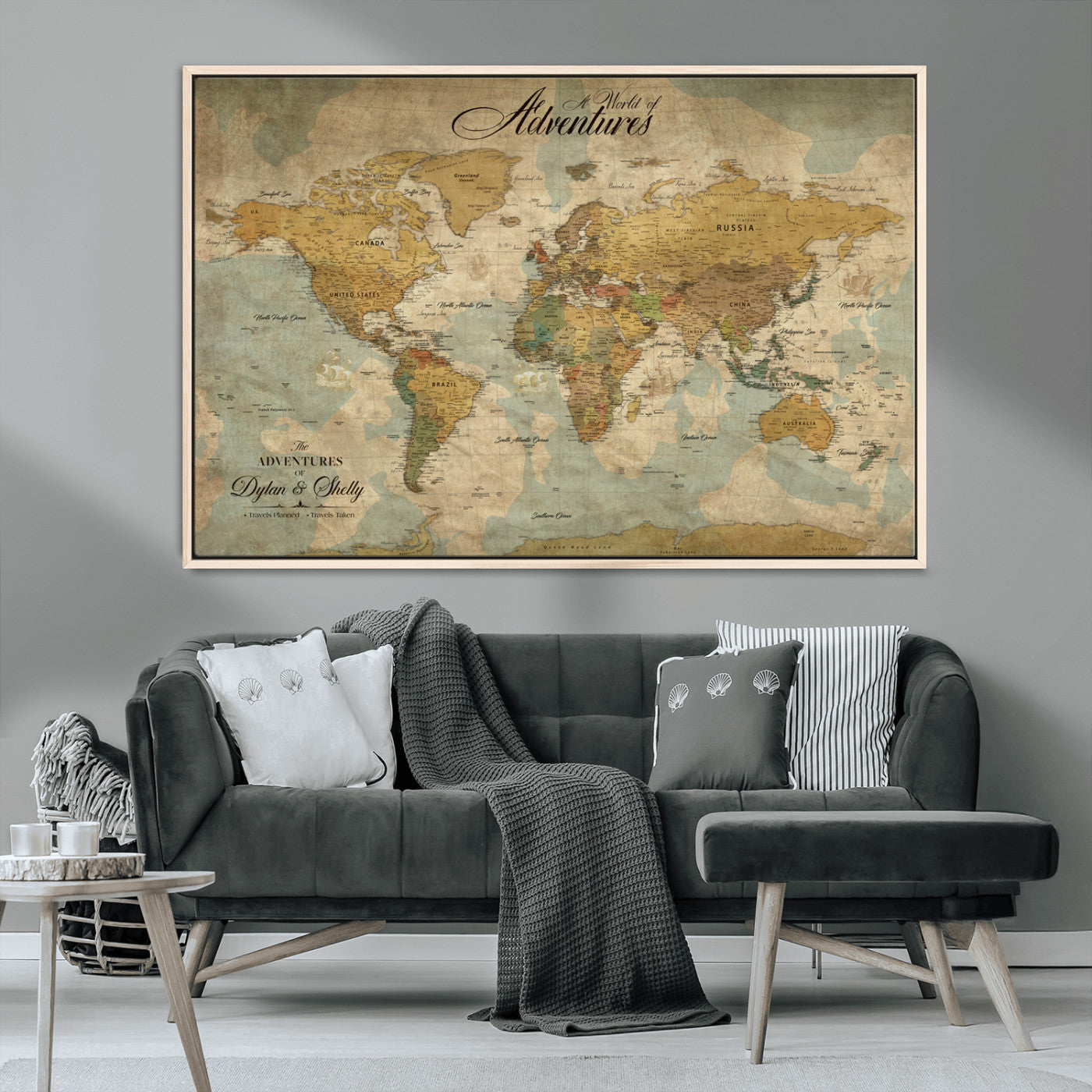 82876970-MGV-CV-36X24-Spotted Butterfly Wall Art Canvas Print, Neutral Insect Theme Print, Framed Earthy Wing Pattern Art Print, Large Minimalist Nature Decor