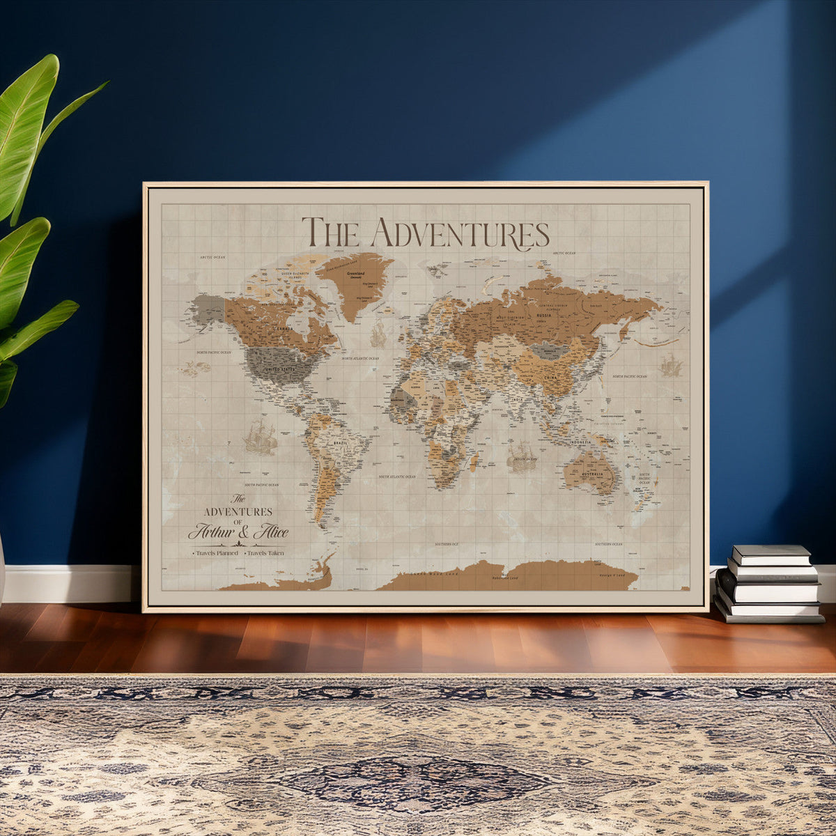 57738274-MGV-CV-36X24 - Custom Push Pin World Map Wall Art Canvas Print | Personalized Travel Tracker - NEWMAP-10