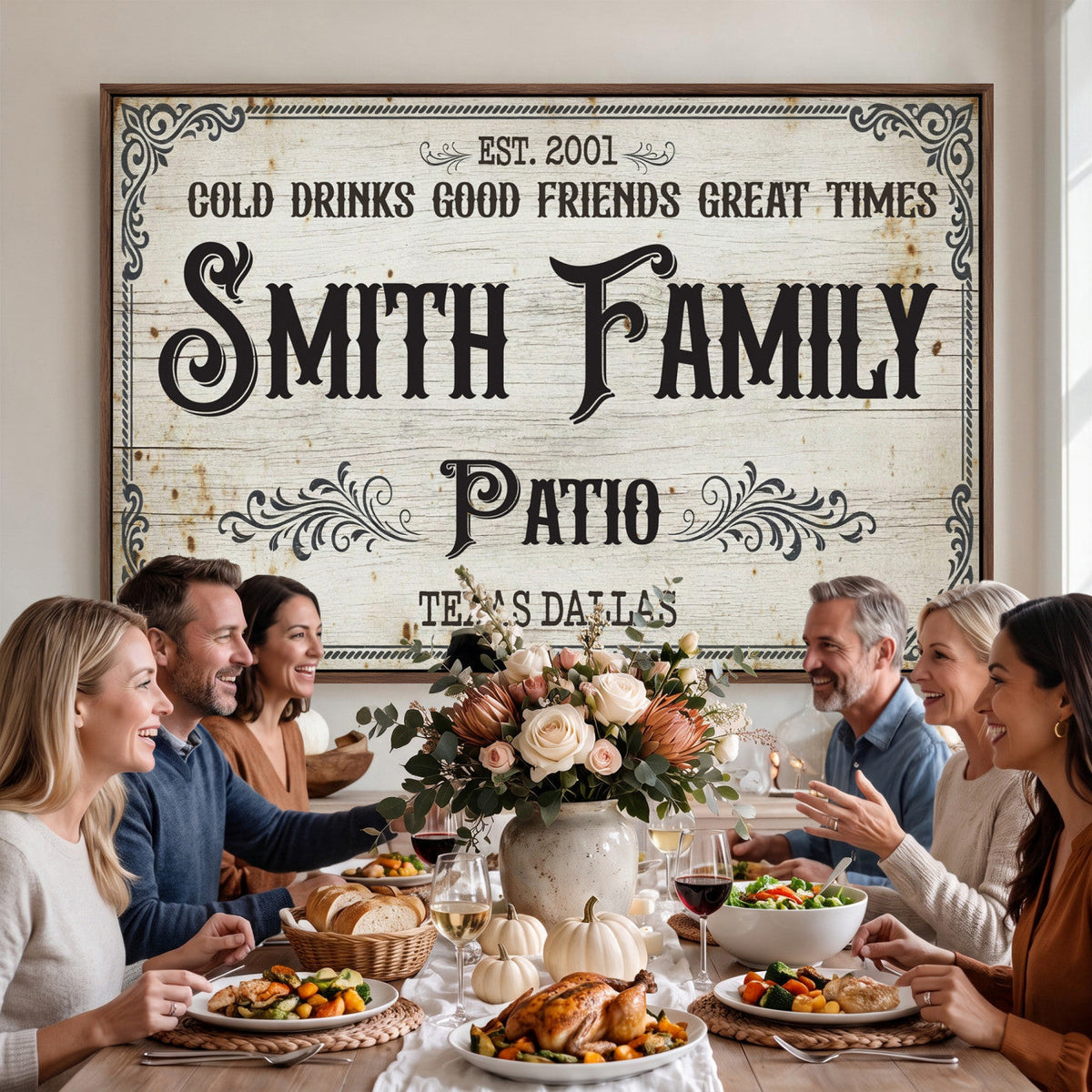 82858529-MGV-CV-36X24 - Custom Family Patio Sign Wall Art Canvas Print, Personalized Rustic Backyard Decor