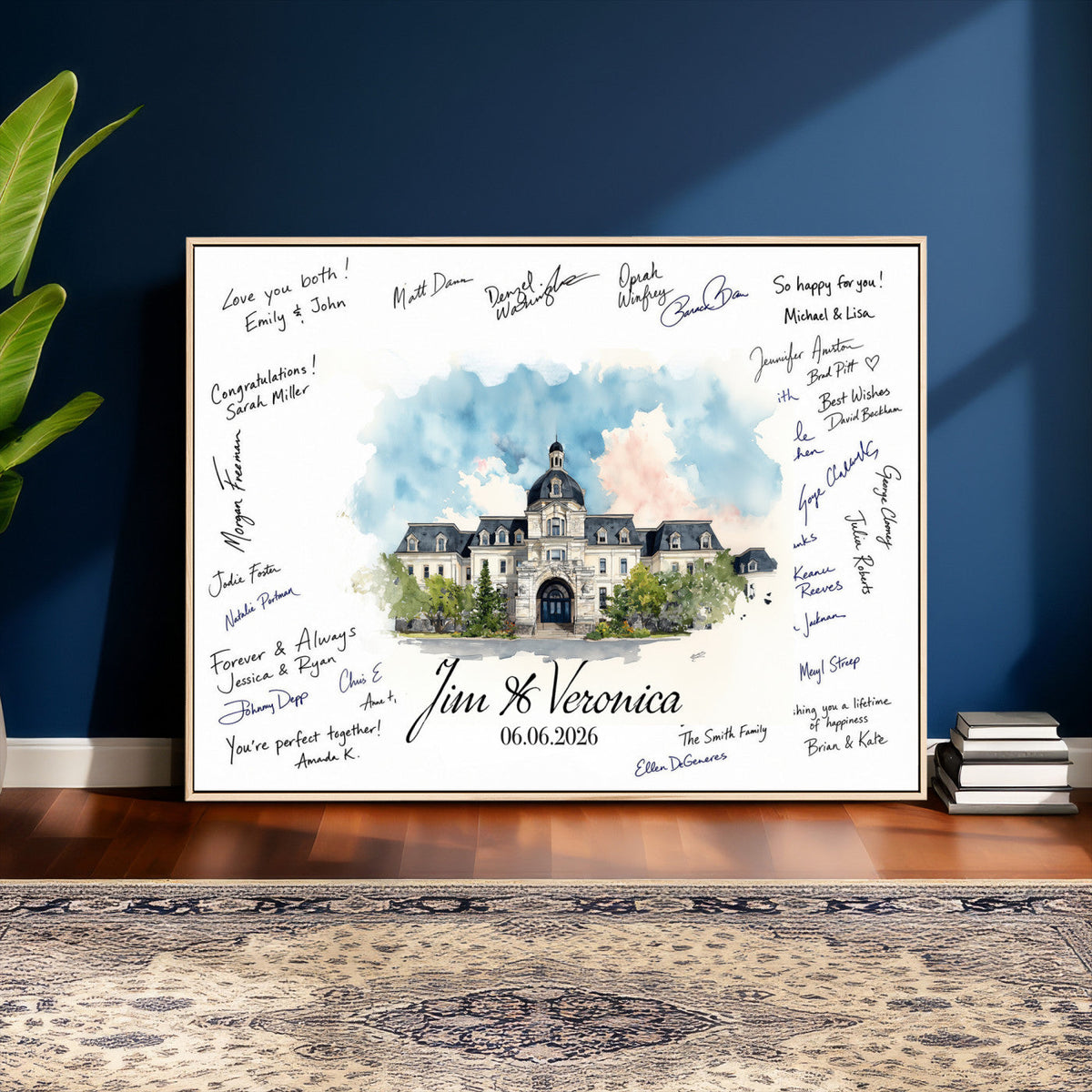 38232057-MGV-CV-36X24 - Wedding Guest Book Alternative Wall Art Canvas Print, Personalized Couple Photo Guestbook Wedding Signature Poster, Custom Couple Photo Guestbook Canvas