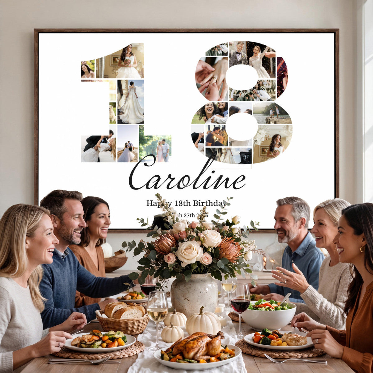 CSTM914DD-MGV-CV-36X24 - Number Photo Mosaic Canvas Print – Personalized Birthday Number Made of Your Photos