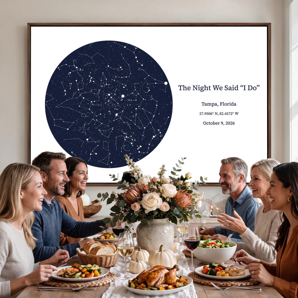 CSTM914STR-MGV-CV-36X24 - Custom Star Map Canvas Print – Personalized Night Sky Wall Art by Date and Location
