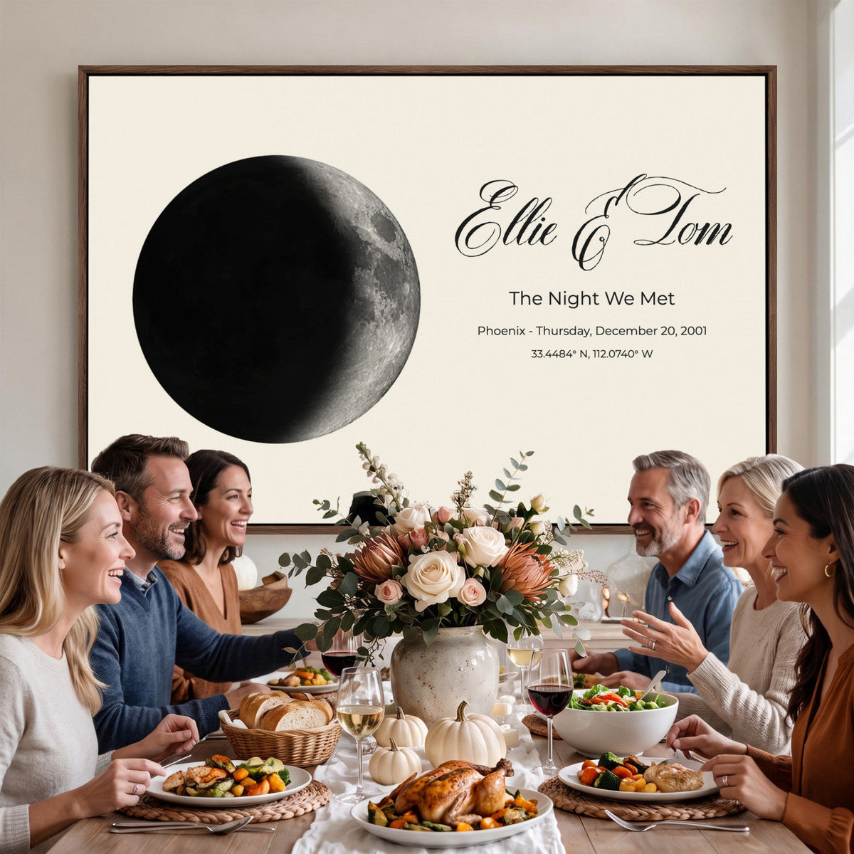 CSTM914MOON-MGV-CV-36X24 - Moon Phase Canvas Print – Personalized Moon from the Night You Met Wall Art