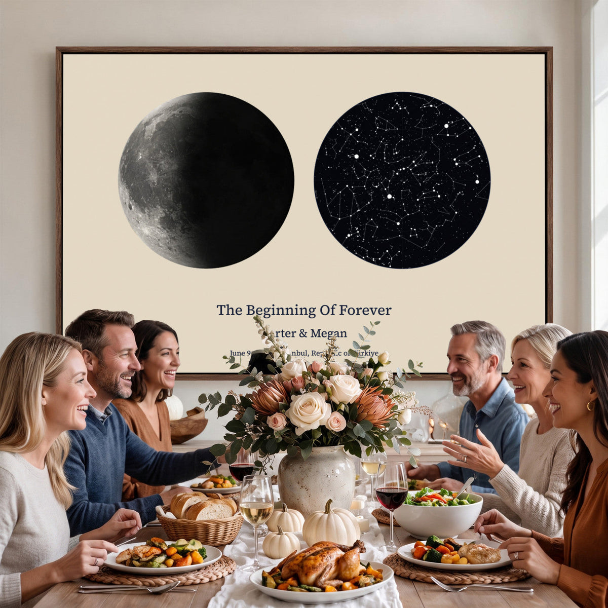 CSTM914LIRIKD-MGV-CV-36X24 - Moon and Stars Canvas Print – Personalized Moon Phase and Star Map Wall Art