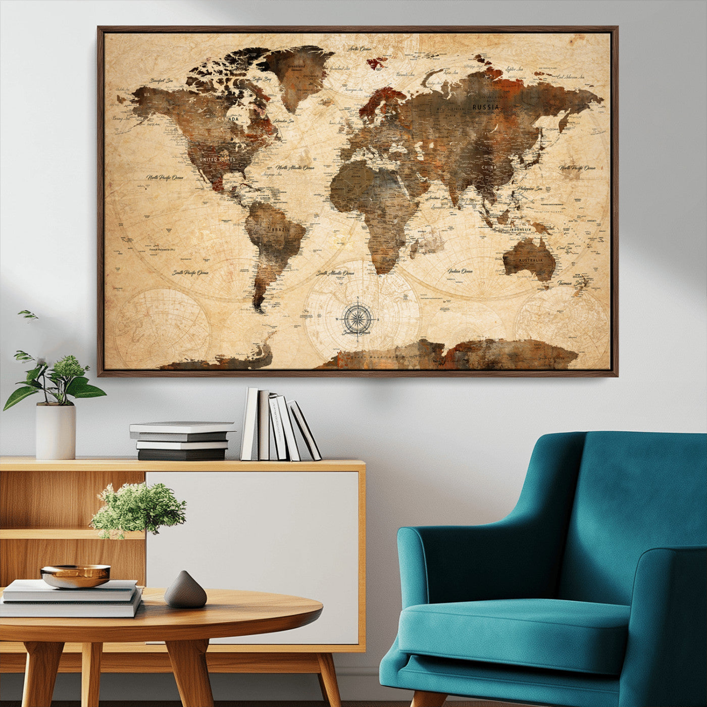 78064863-MGV-FC-36X24_Walnut-Pastel Ocean Wall Art Canvas Print, Framed Soft Sunset Art Picture Print, Calm Sea Perfect minimalist Decor