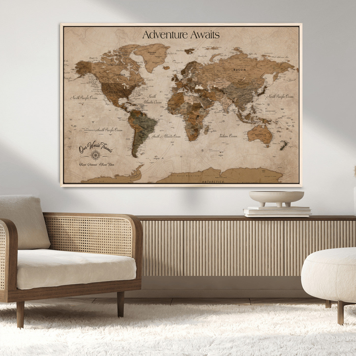 81121837-MGV-CV-36X24-Texas Longhorn Wall Art Canvas Print, Framed Western Rustic Art Picture Print, Farmhouse Decor Perfect Rustic Farmhouse Decor Artwork