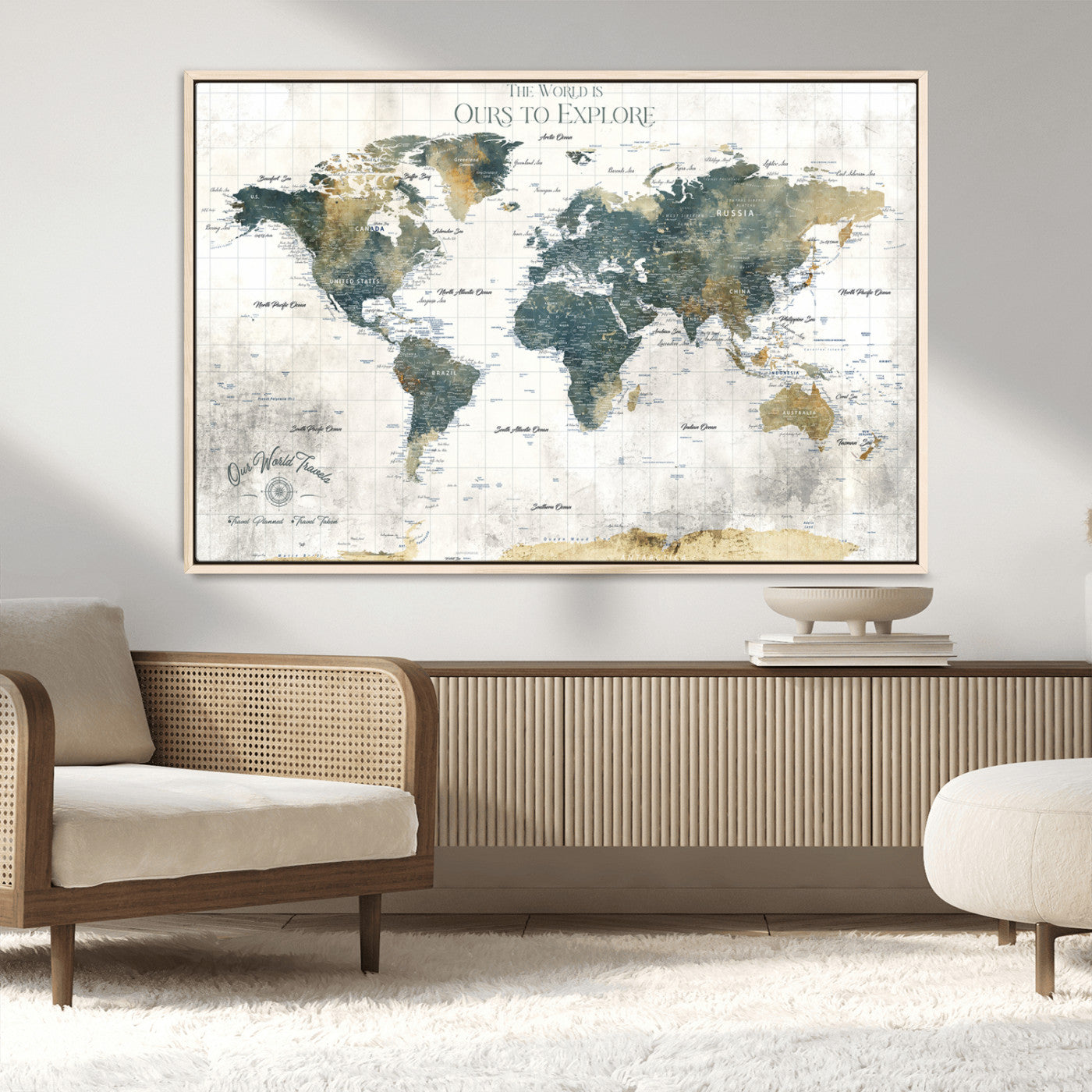 14988581-MGV-CV-36X24-Minimalist Seascape Wall Art Canvas Print, Framed Neutral Beach Print Art Picture Print, Sand Dune Photography Perfect Scandinavian Coastal