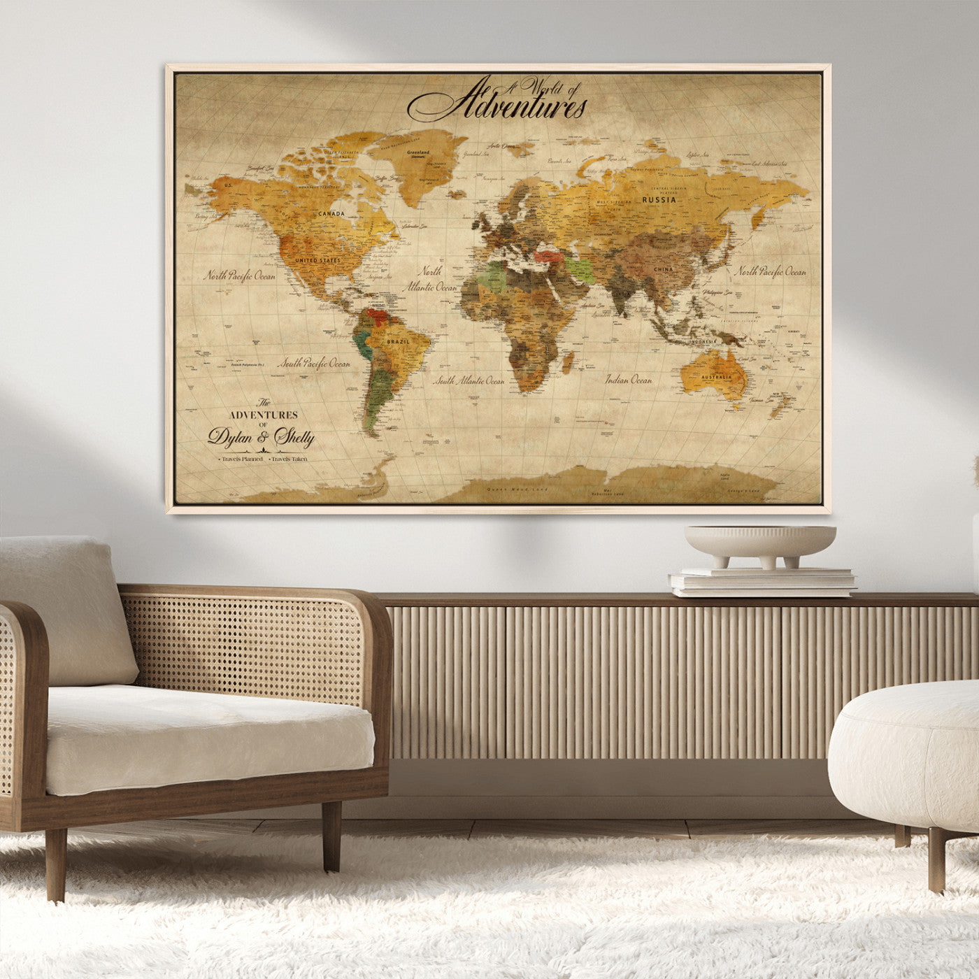 36249537-MGV-CV-36X24-Calm Earthy Aesthetic Wall Art Canvas Print, Arid Terrain Decor Print, Framed Joshua Tree Art Print, Large Monochrome Desert Scene Printing,