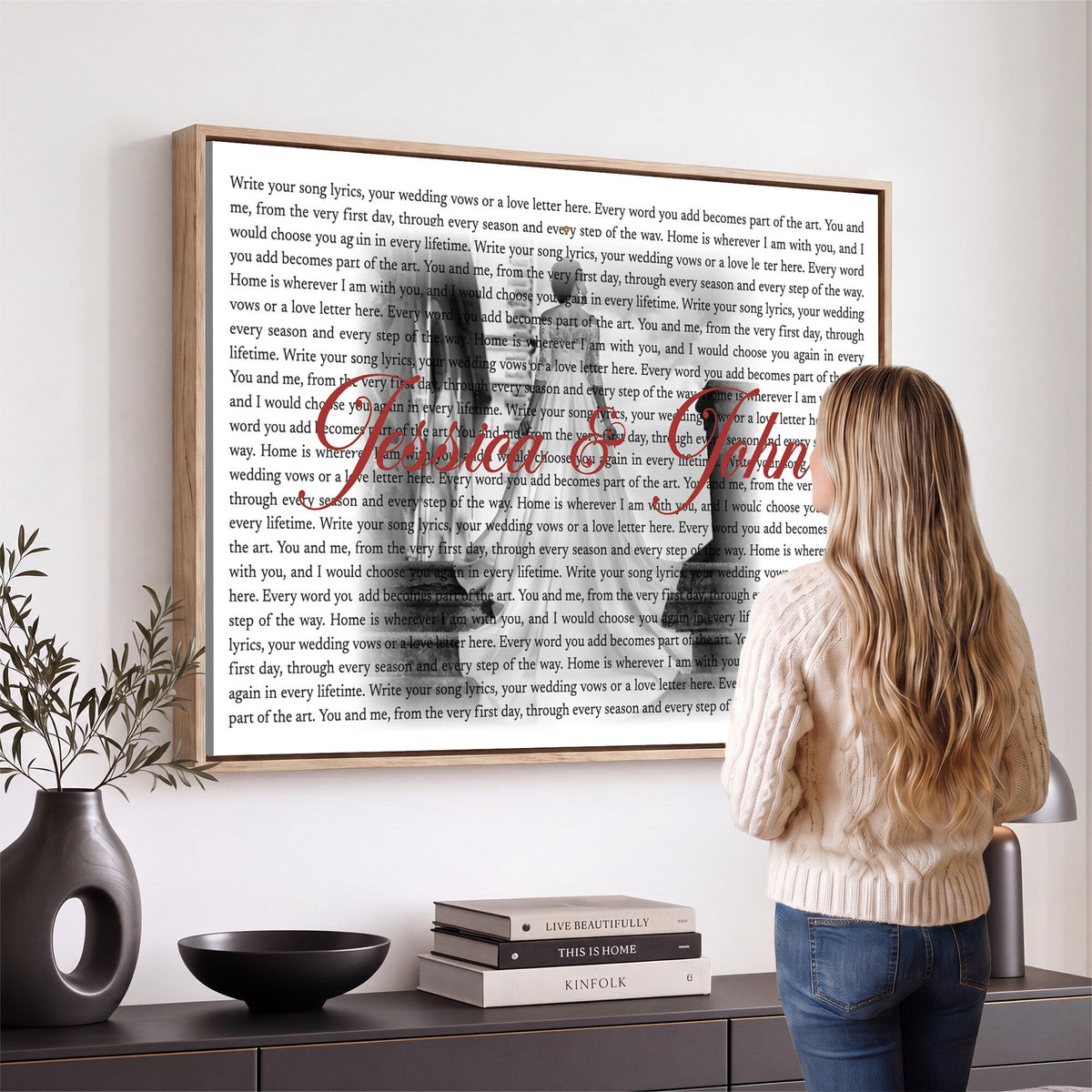 CSTM914LIRIK-MGV-CV-36X24 - Song Lyrics over Photo Canvas Print – Personalized Wedding Song and Photo Wall Art