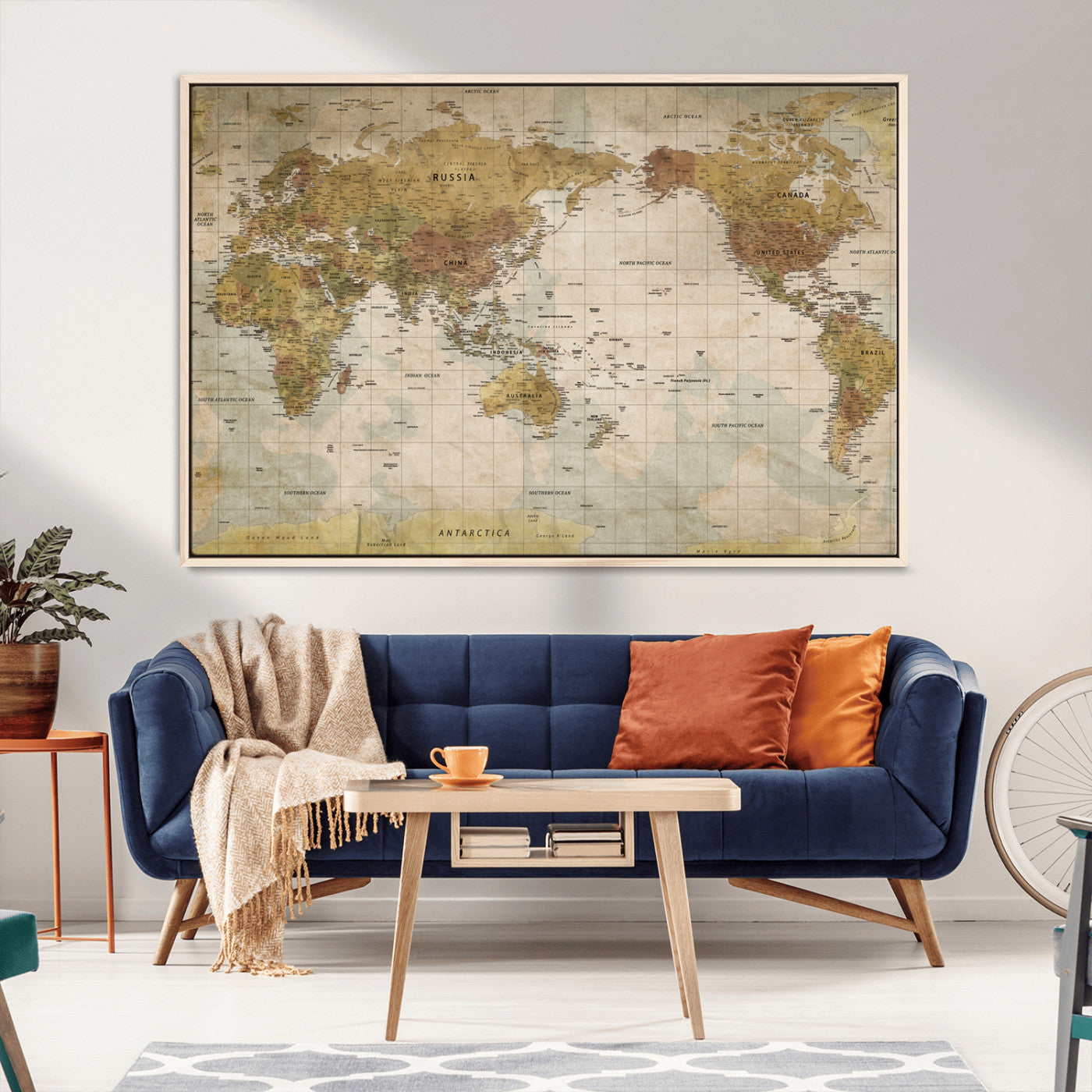 73306535-MGV-CV-36X24-Custom Push Pin World Map Wall Canvas Print – Personalized Travel Tracker for Anniversy Gift – Framed Custom Quotie Canvas for Home Office Decor