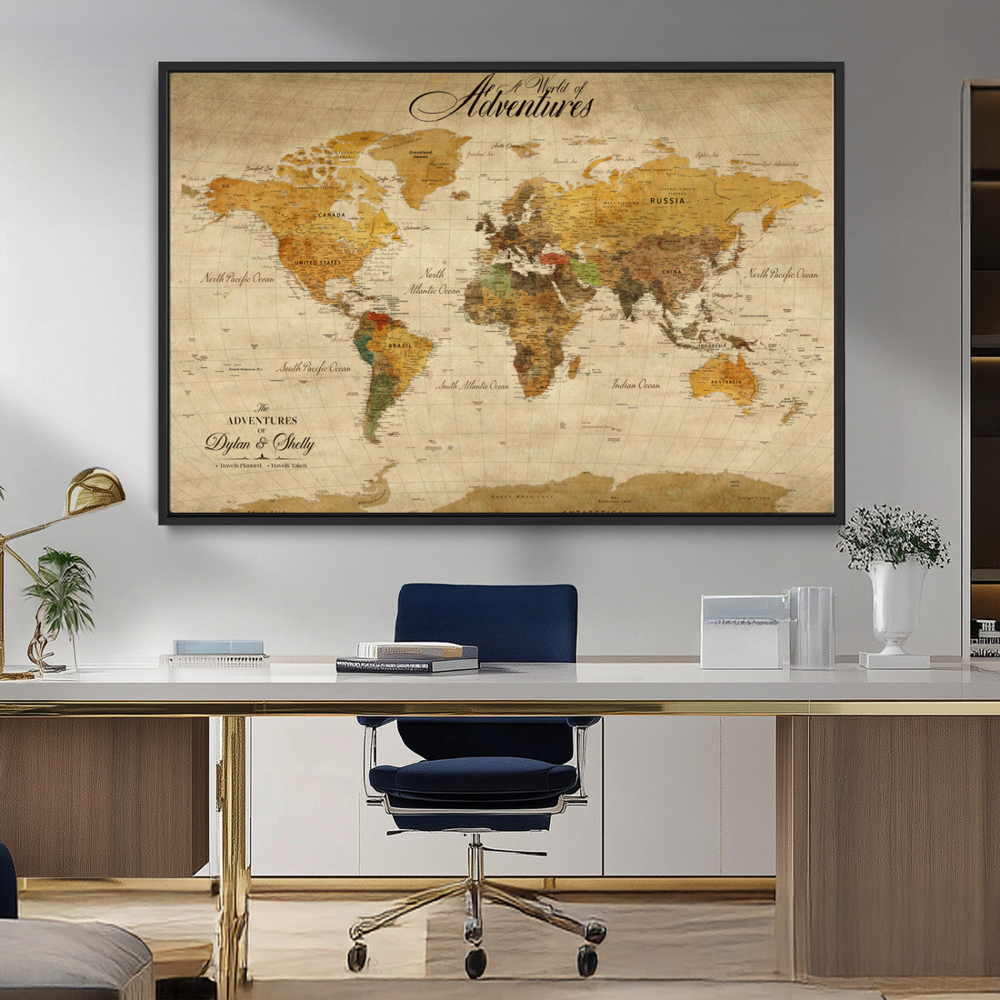 36249537-MGV-CV-36X24-Calm Earthy Aesthetic Wall Art Canvas Print, Arid Terrain Decor Print, Framed Joshua Tree Art Print, Large Monochrome Desert Scene Printing,