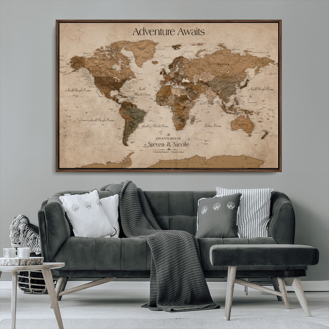 26070282-MGV-CV-36X24-Personalized World Map Wall Art Canvas Print - Customizable Wall Art Map Print