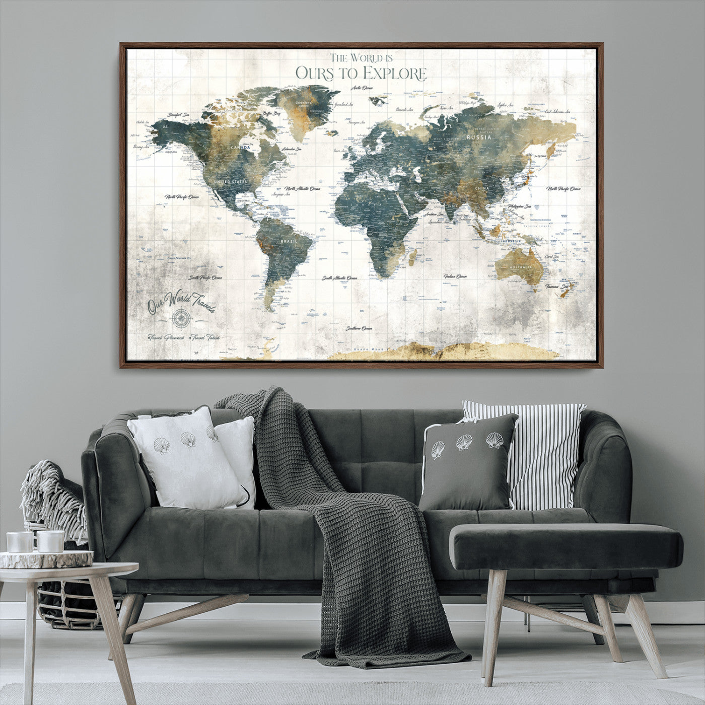 14988581-MGV-CV-36X24-Minimalist Seascape Wall Art Canvas Print, Framed Neutral Beach Print Art Picture Print, Sand Dune Photography Perfect Scandinavian Coastal
