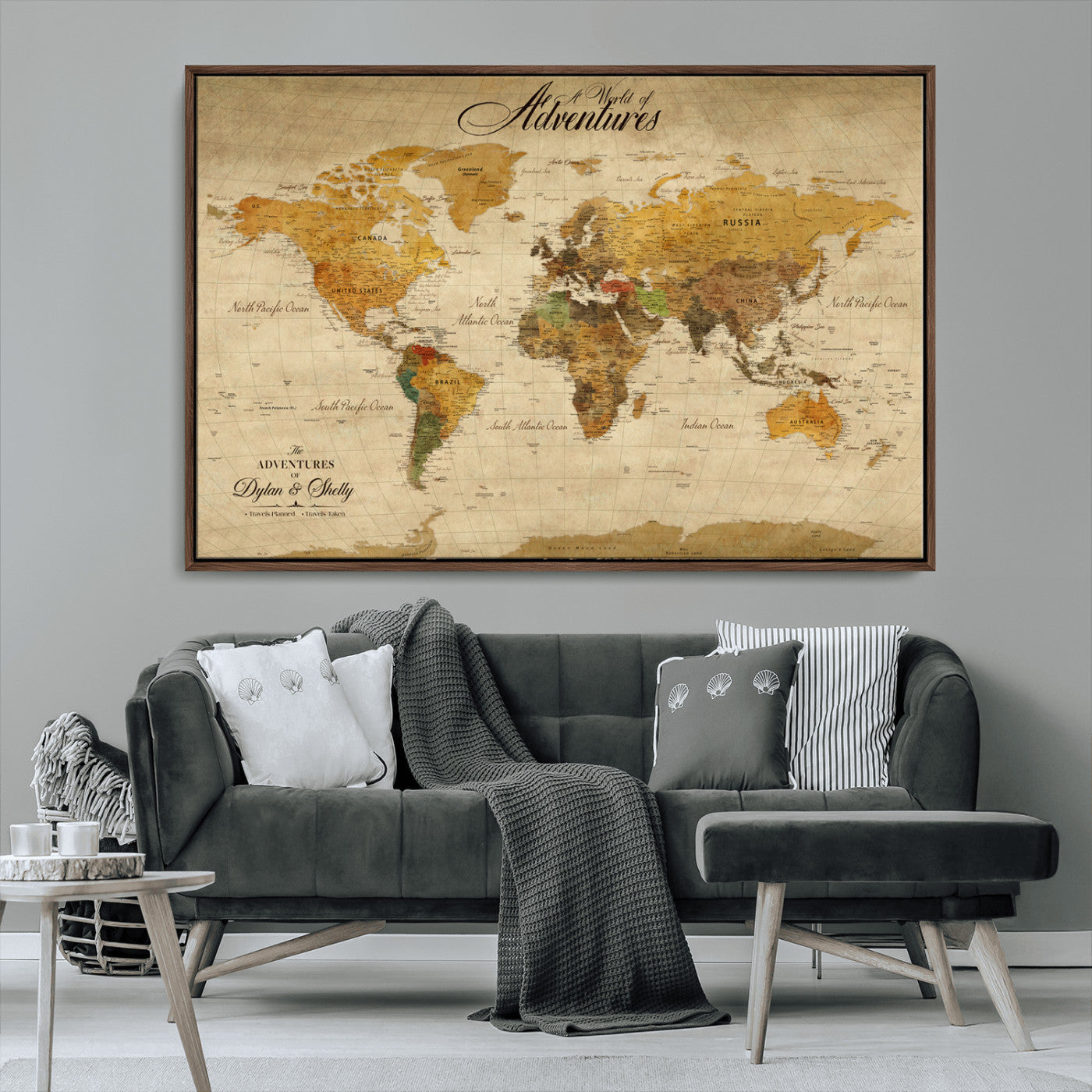 36249537-MGV-CV-36X24-Calm Earthy Aesthetic Wall Art Canvas Print, Arid Terrain Decor Print, Framed Joshua Tree Art Print, Large Monochrome Desert Scene Printing,