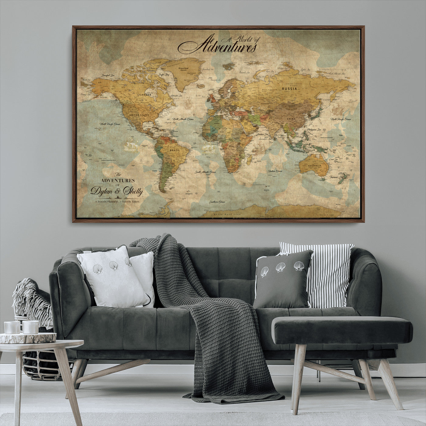 82876970-MGV-CV-36X24-Spotted Butterfly Wall Art Canvas Print, Neutral Insect Theme Print, Framed Earthy Wing Pattern Art Print, Large Minimalist Nature Decor