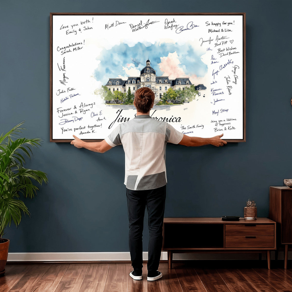 38232057-MGV-CV-36X24 - Wedding Guest Book Alternative Wall Art Canvas Print, Personalized Couple Photo Guestbook Wedding Signature Poster, Custom Couple Photo Guestbook Canvas