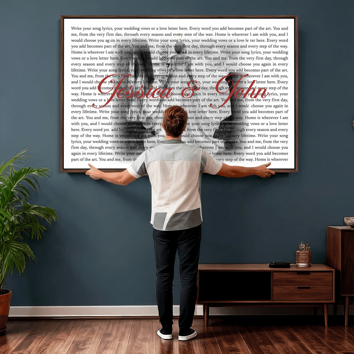 CSTM914LIRIK-MGV-CV-36X24 - Song Lyrics over Photo Canvas Print – Personalized Wedding Song and Photo Wall Art