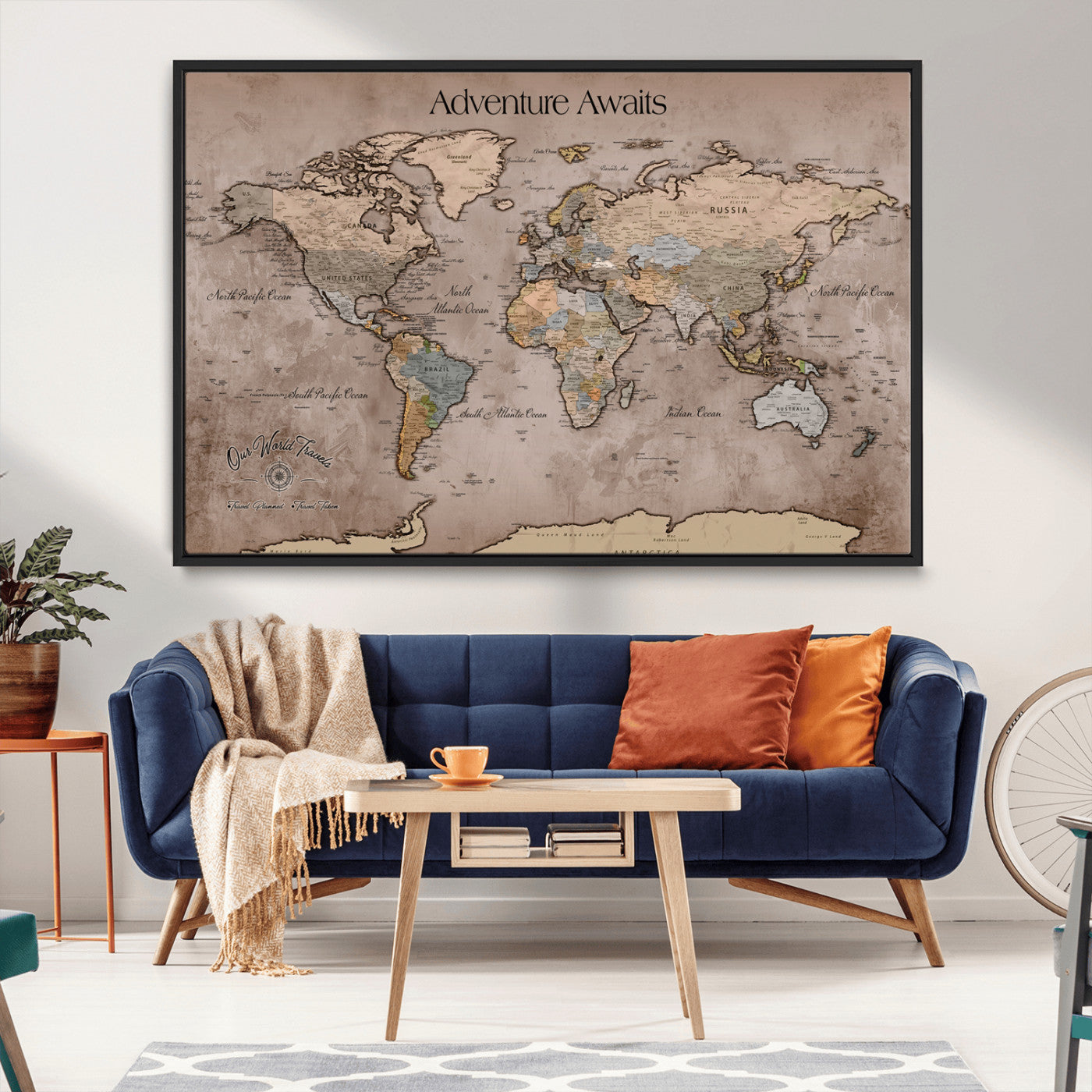 30557812-MGV-CV-36X24-Framed Abstract Tree Ring Wall Art Print, Natural Rustic Wood Texture Canvas Print, Wood Tree Stump Farmhouse, Log Cabin Wooden House Decor