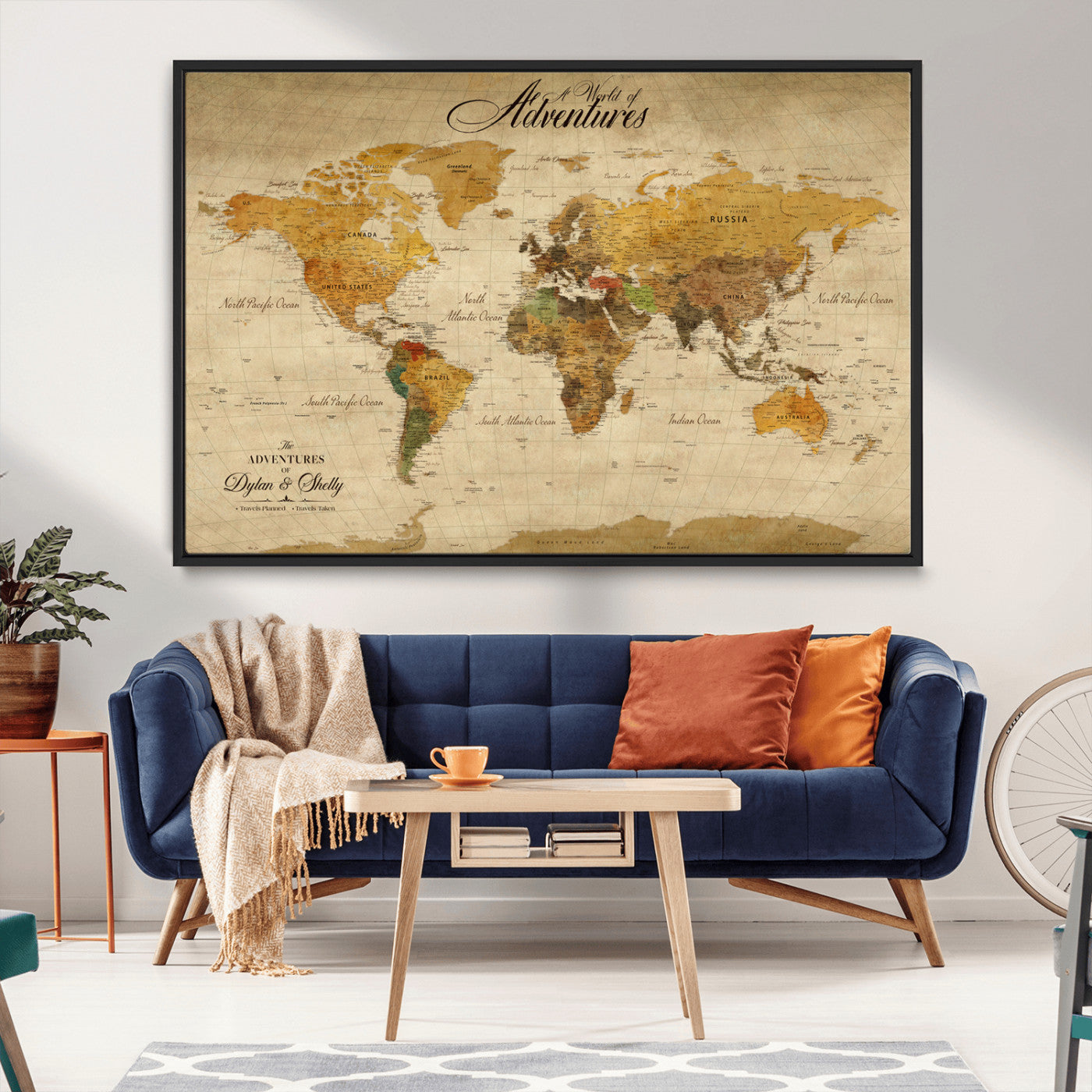 36249537-MGV-CV-36X24-Calm Earthy Aesthetic Wall Art Canvas Print, Arid Terrain Decor Print, Framed Joshua Tree Art Print, Large Monochrome Desert Scene Printing,