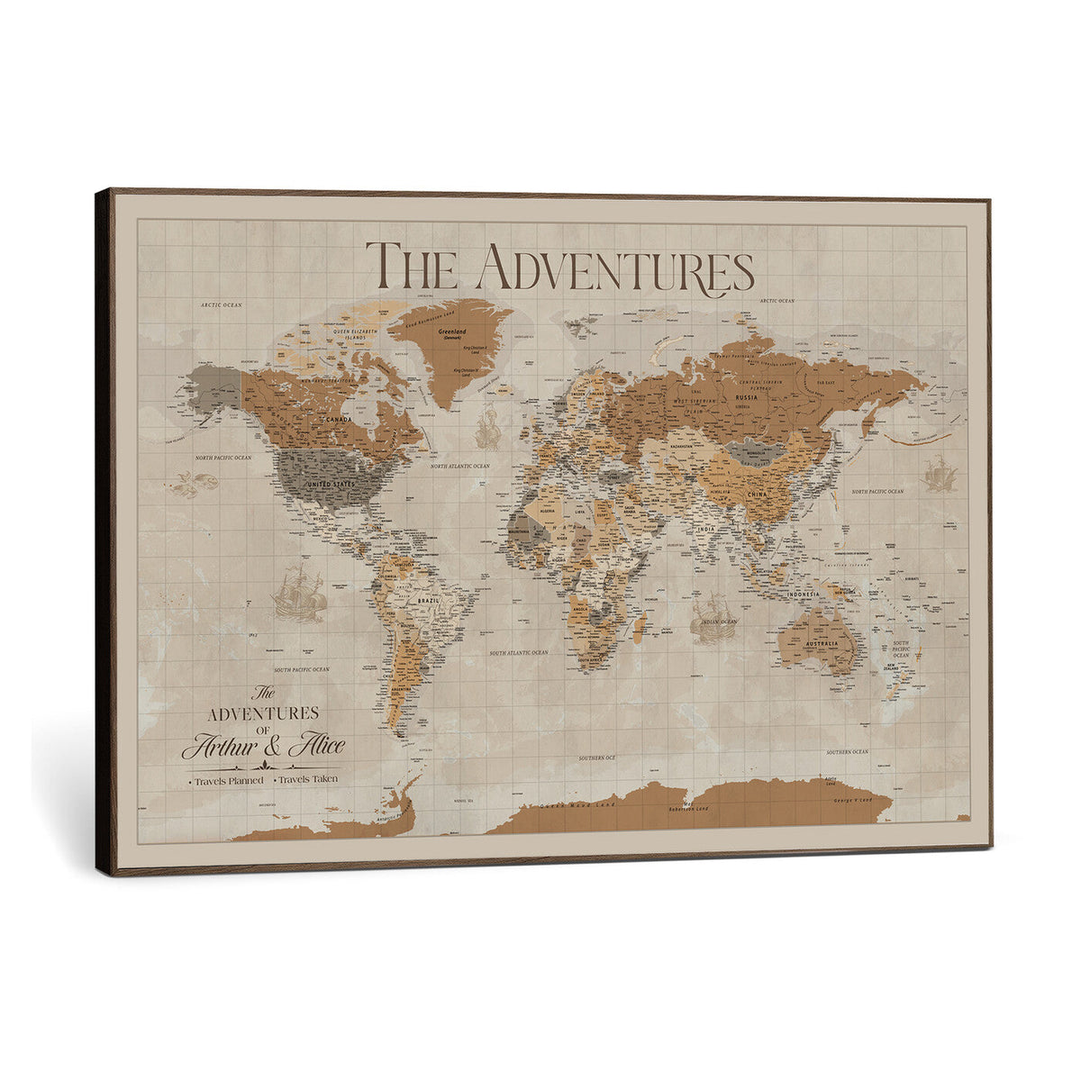 57738274-MGV-CV-36X24 - Custom Push Pin World Map Wall Art Canvas Print | Personalized Travel Tracker - NEWMAP-10