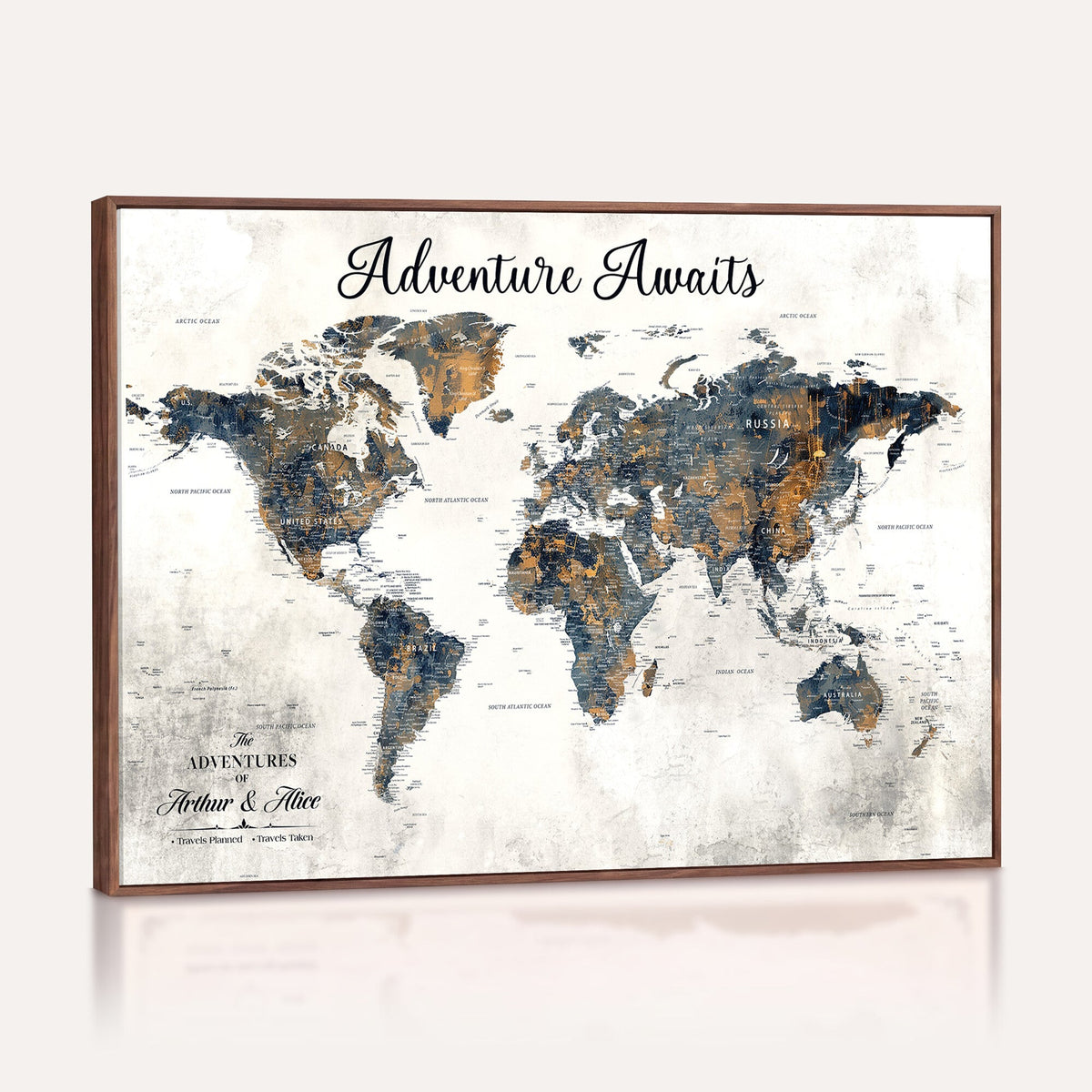 26041262-MGV-CV-36X24 - Custom Push Pin World Map Wall Art Canvas Print | Personalized Travel Tracker with Pins Framed Large Print - NEWMAP-6