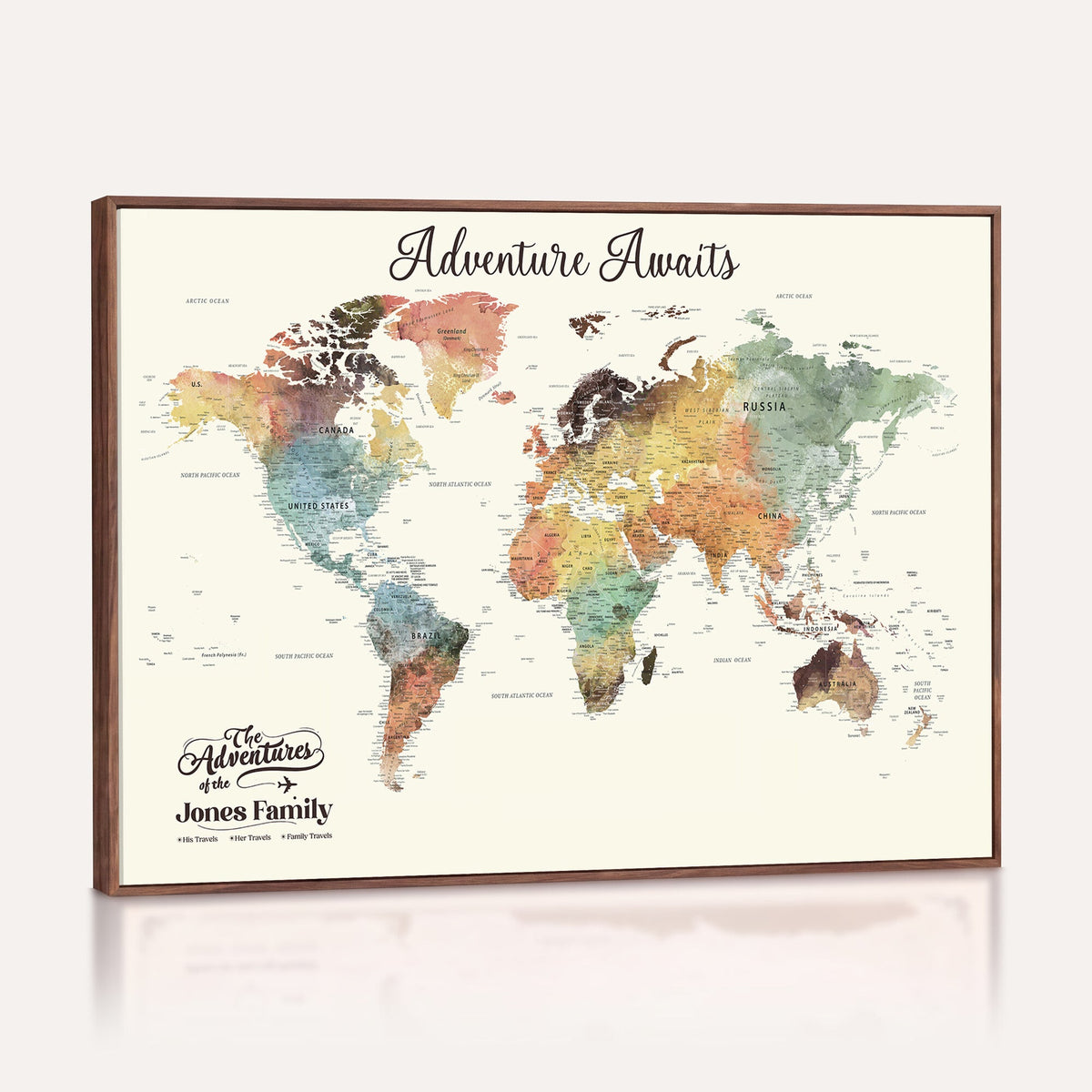 73360781-MGV-CV-36X24 - Custom Push Pin World Map Wall Art Canvas Print | Personalized Travel Tracker - NEWMAP-7