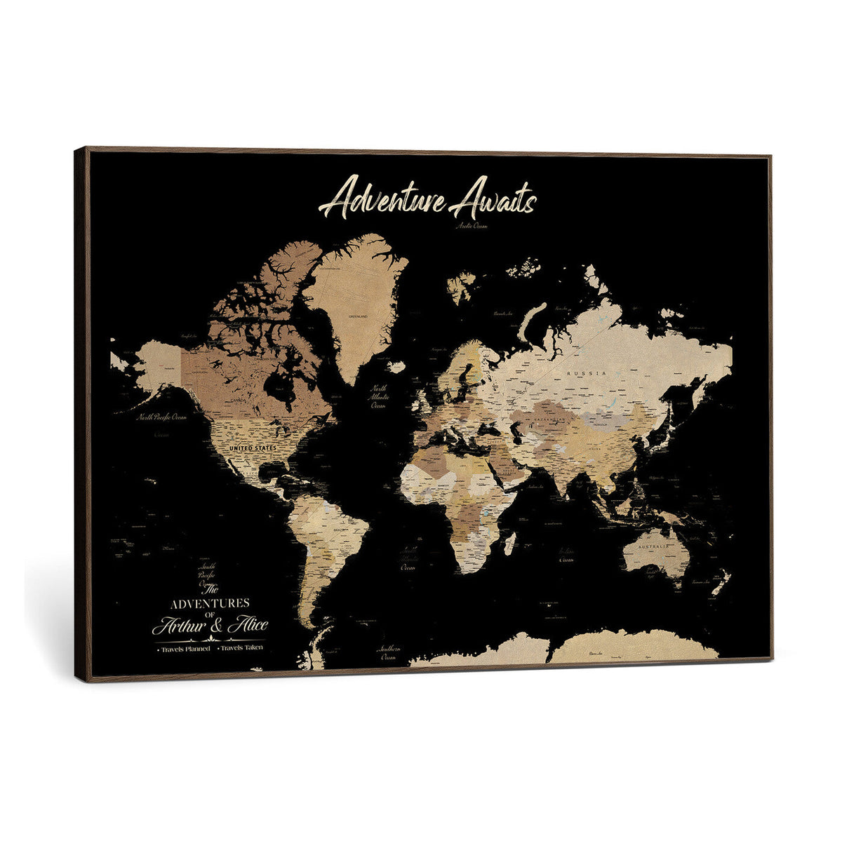88415067-MGV-CV-36X24 - Custom Push Pin World Map Canvas Print | Personalized Travel Map Wall Art