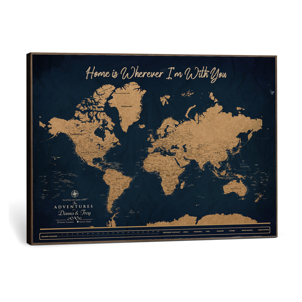 45598170-MGV-CV-36X24 - Custom Push Pin World Map Canvas Print | Personalized Travel Map Wall Art