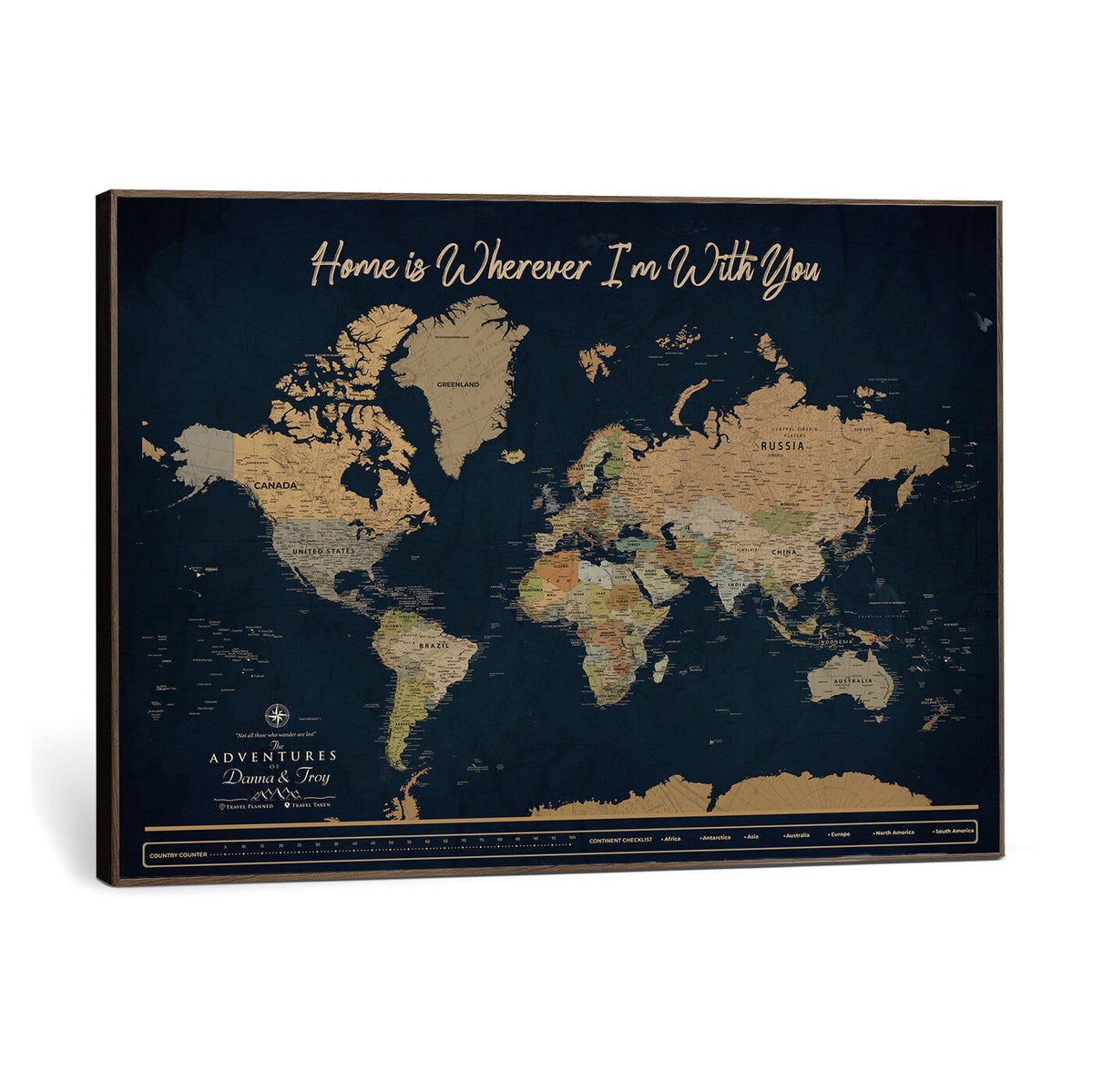 14276407-MGV-CV-36X24 - Custom Push Pin World Map Canvas Print | Personalized Travel Map Wall Art