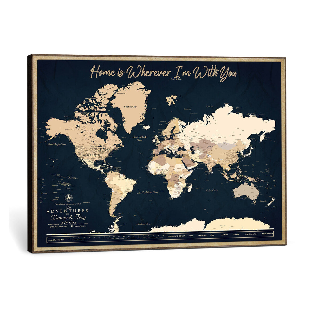 29990805-MGV-CV-36X24 - Custom Push Pin World Map Canvas Print | Personalized Travel Map Wall Art