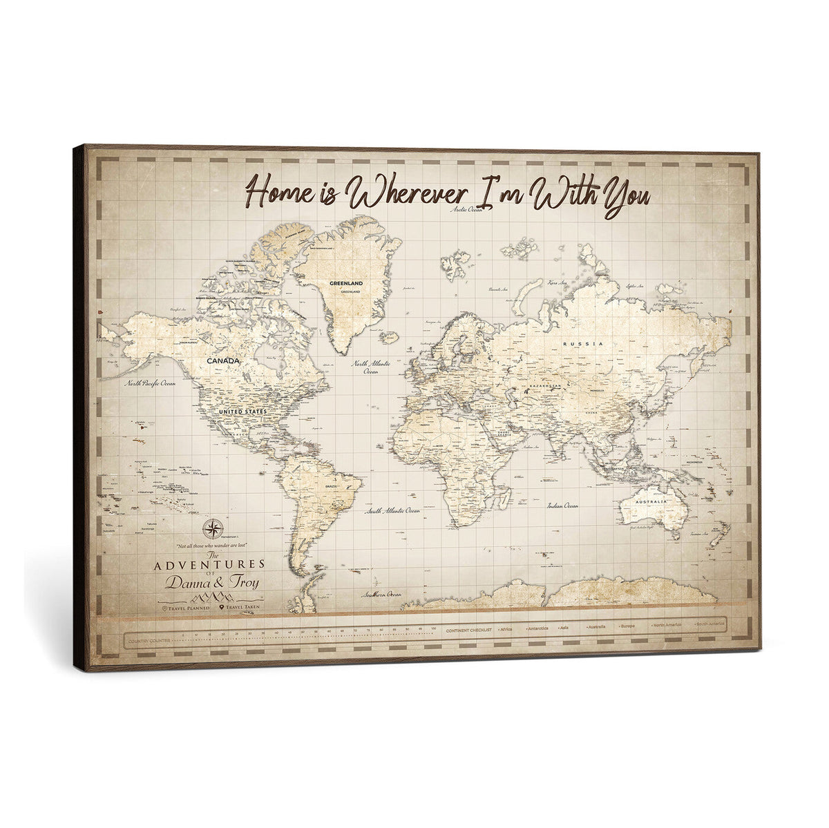40086720-MGV-CV-36X24 - Custom Push Pin World Map Canvas Print | Personalized Travel Map Wall Art