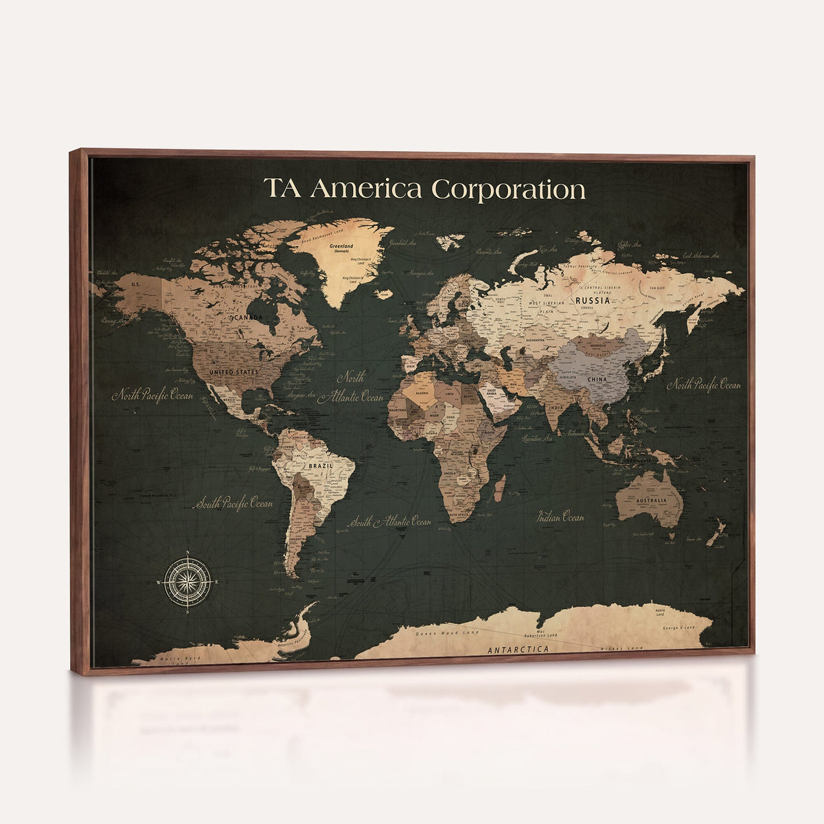 55857205-MGV-CV-36X24 - Extra Large Framed Personalize Push Pin World Map Wall Art Canvas Print for Travel Tracking