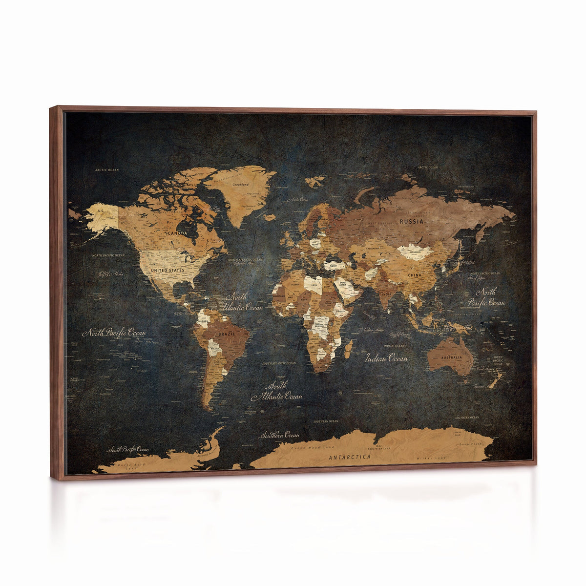 40660012D-MGV-CV-36X24 - Custom Push Pin World Map Wall Art Canvas Print – Personalized Travel Tracker with Pins Framed Large for Home and Office Decor