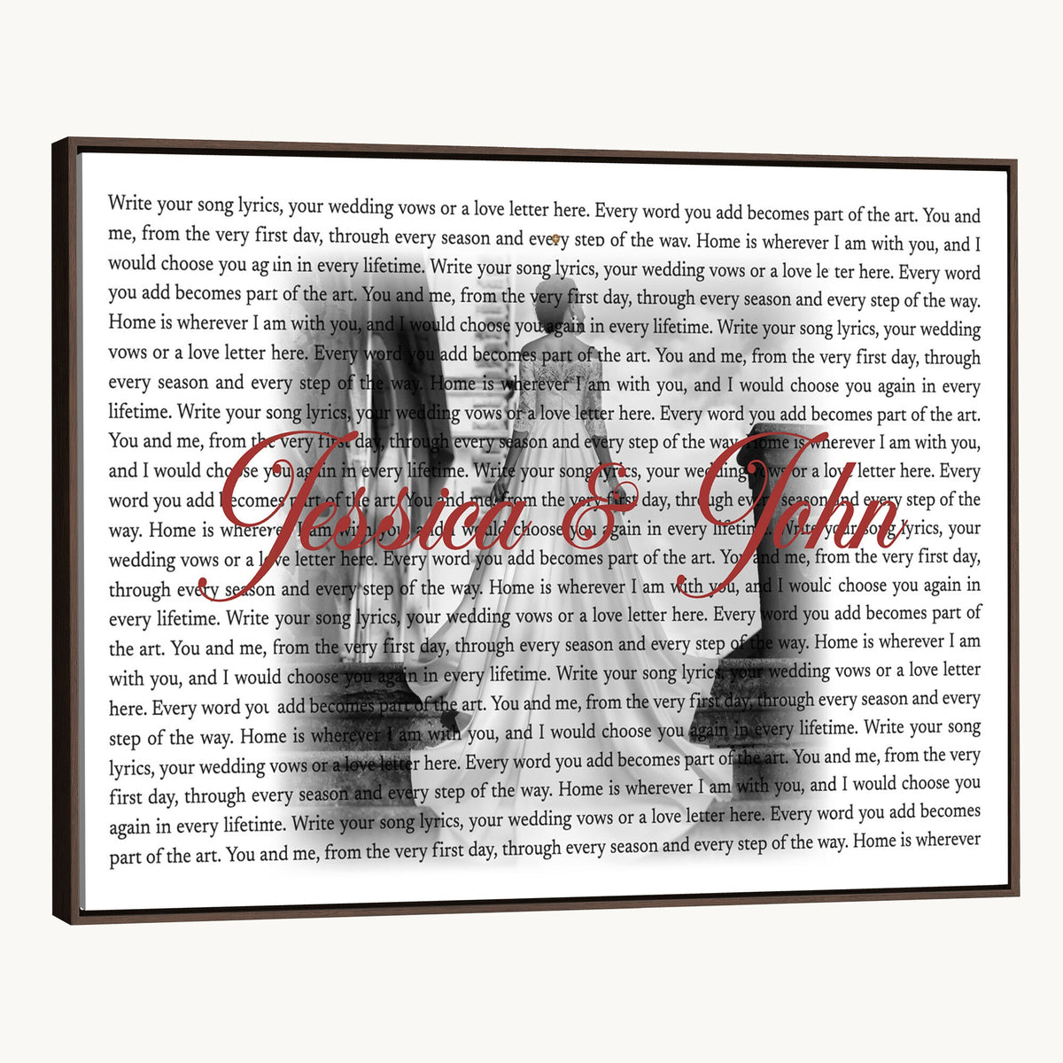 CSTM914LIRIK-MGV-CV-36X24 - Song Lyrics over Photo Canvas Print – Personalized Wedding Song and Photo Wall Art
