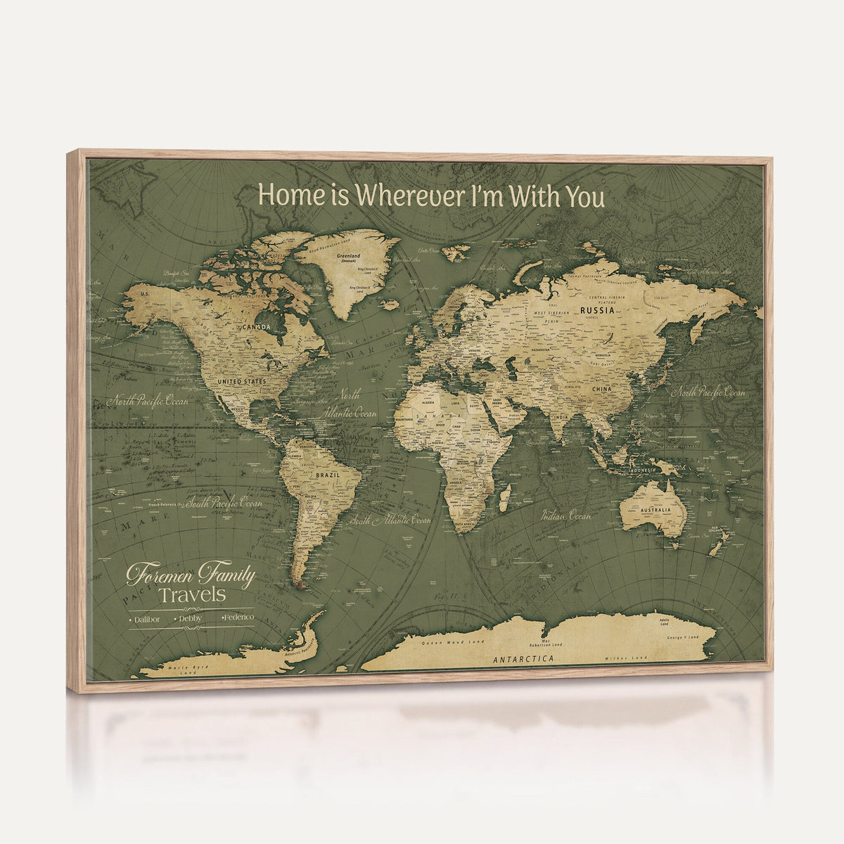 31715895-MGV-CV-36X24 - Custom Push Pin World Map Wall Art Canvas Print | Personalized Travel Tracker with Pins Framed Large for Home and Office Decor