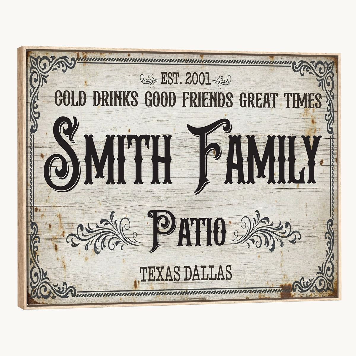 82858529-MGV-CV-36X24 - Custom Family Patio Sign Wall Art Canvas Print, Personalized Rustic Backyard Decor