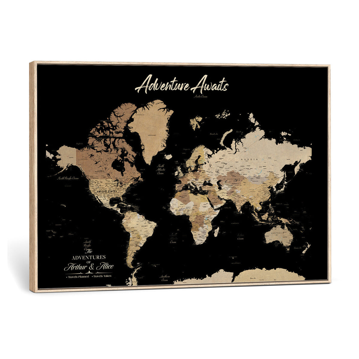88415067-MGV-CV-36X24 - Custom Push Pin World Map Canvas Print | Personalized Travel Map Wall Art