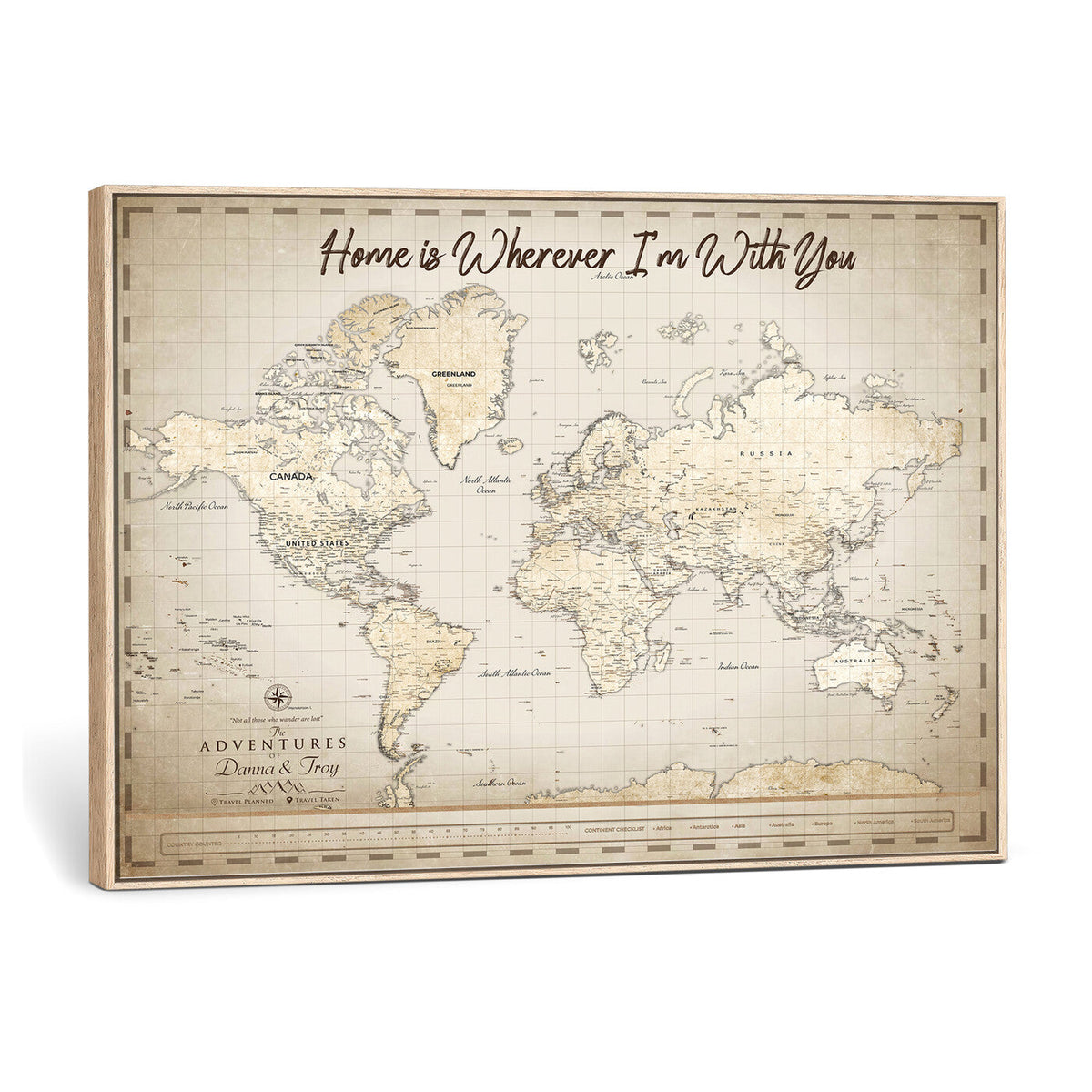 40086720-MGV-CV-36X24 - Custom Push Pin World Map Canvas Print | Personalized Travel Map Wall Art