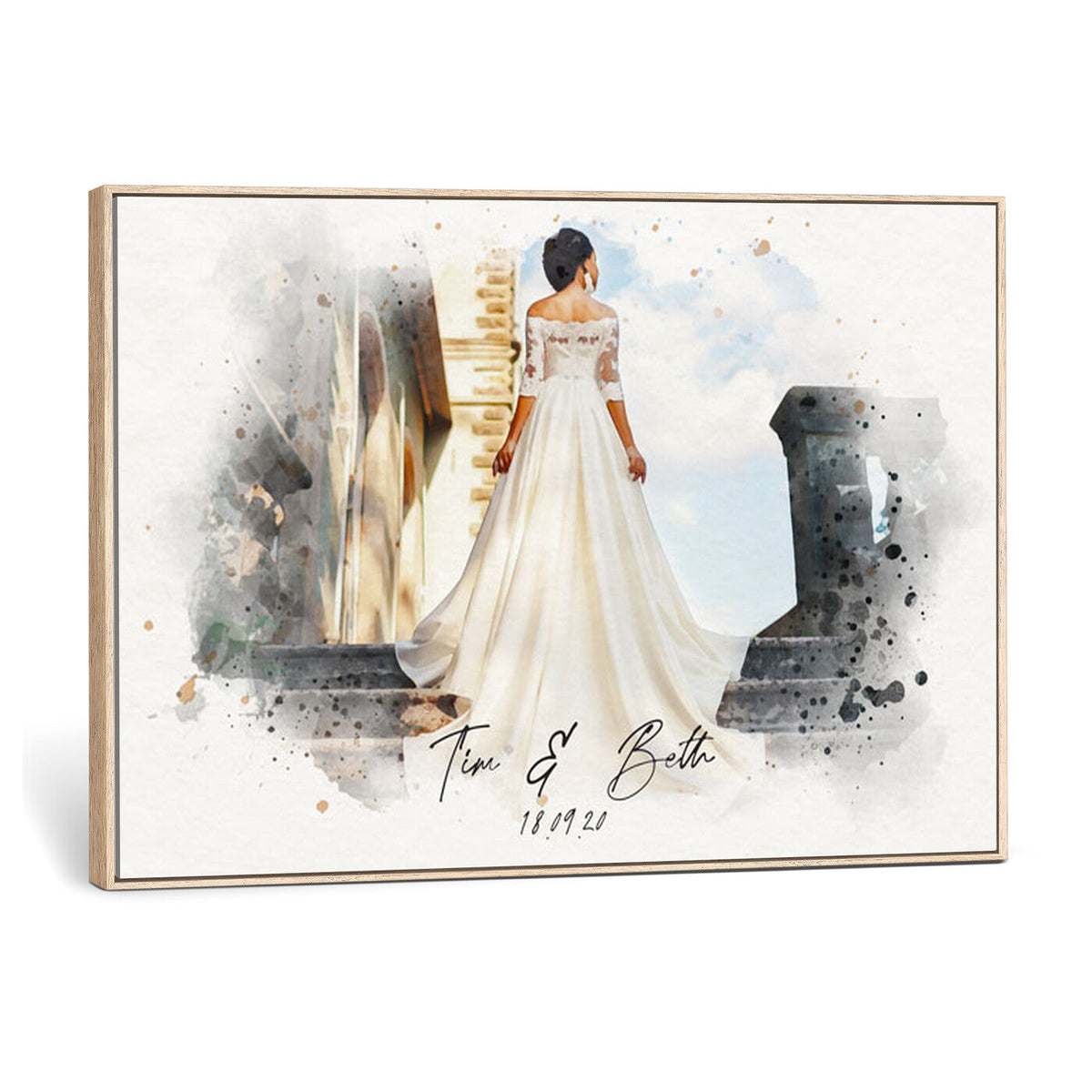 22778251-MGV-CV-36X24 - Watercolor Couple Portrait from Photo, Custom Wedding Anniversary Gift for Wife Husband Parents, Engagement Gift for Friend, Custom Gift