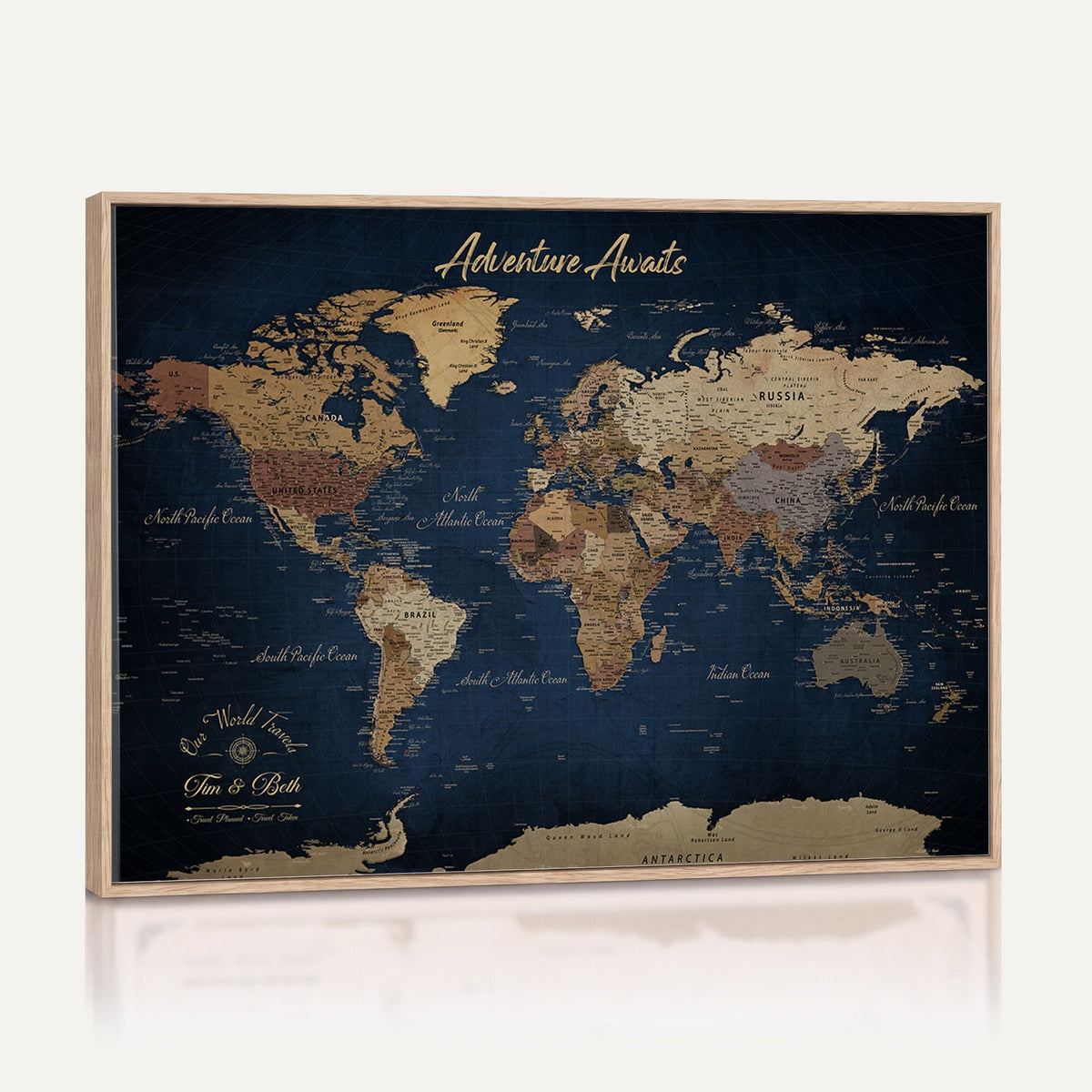 74477969-MGV-CV-36X24 - Custom Push Pin World Map Canvas | Personalized Travel Tracker | Wedding Anniversary Gift for Couples | Adventure Map Wall Art with Pins