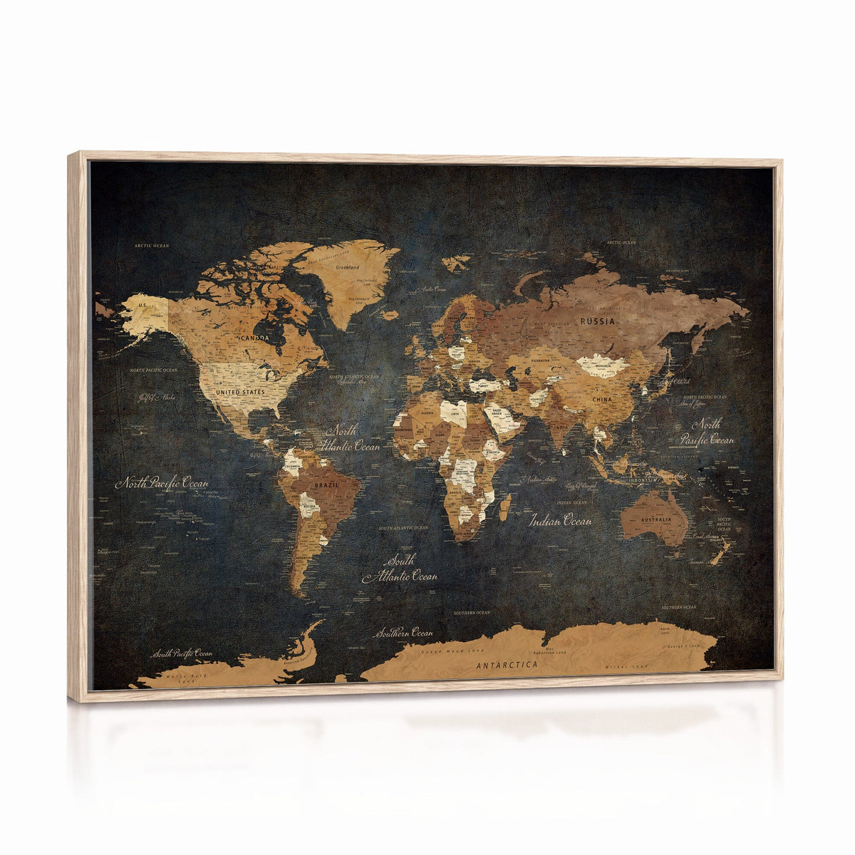 40660012D-MGV-CV-36X24 - Custom Push Pin World Map Wall Art Canvas Print – Personalized Travel Tracker with Pins Framed Large for Home and Office Decor