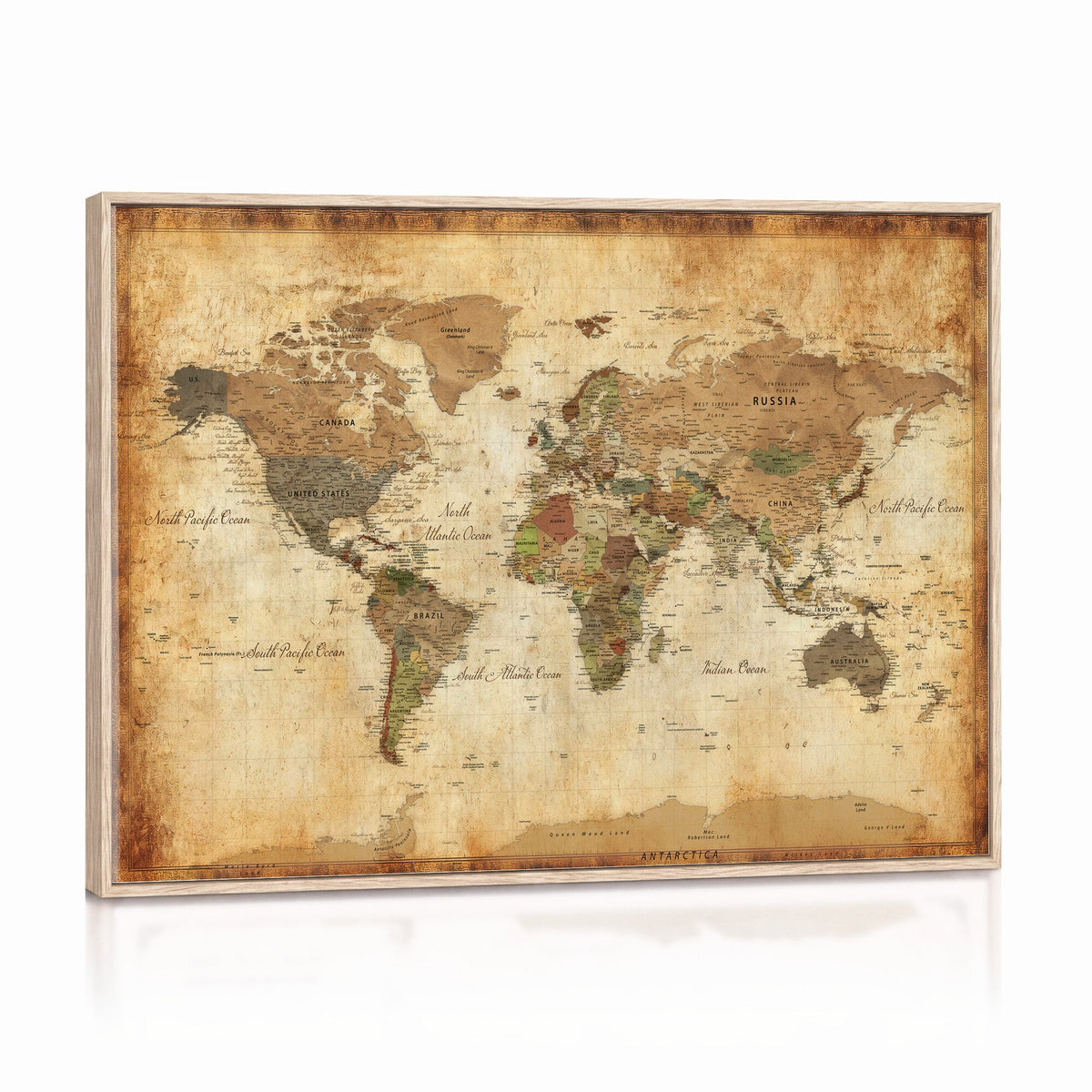 26621467D-MGV-CV-36X24 - Custom Push Pin World Map Wall Art Canvas Print – Personalized Travel Tracker with Pins Framed Large for Home and Office Decor