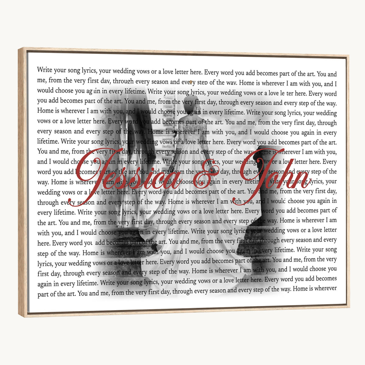 CSTM914LIRIK-MGV-CV-36X24 - Song Lyrics over Photo Canvas Print – Personalized Wedding Song and Photo Wall Art