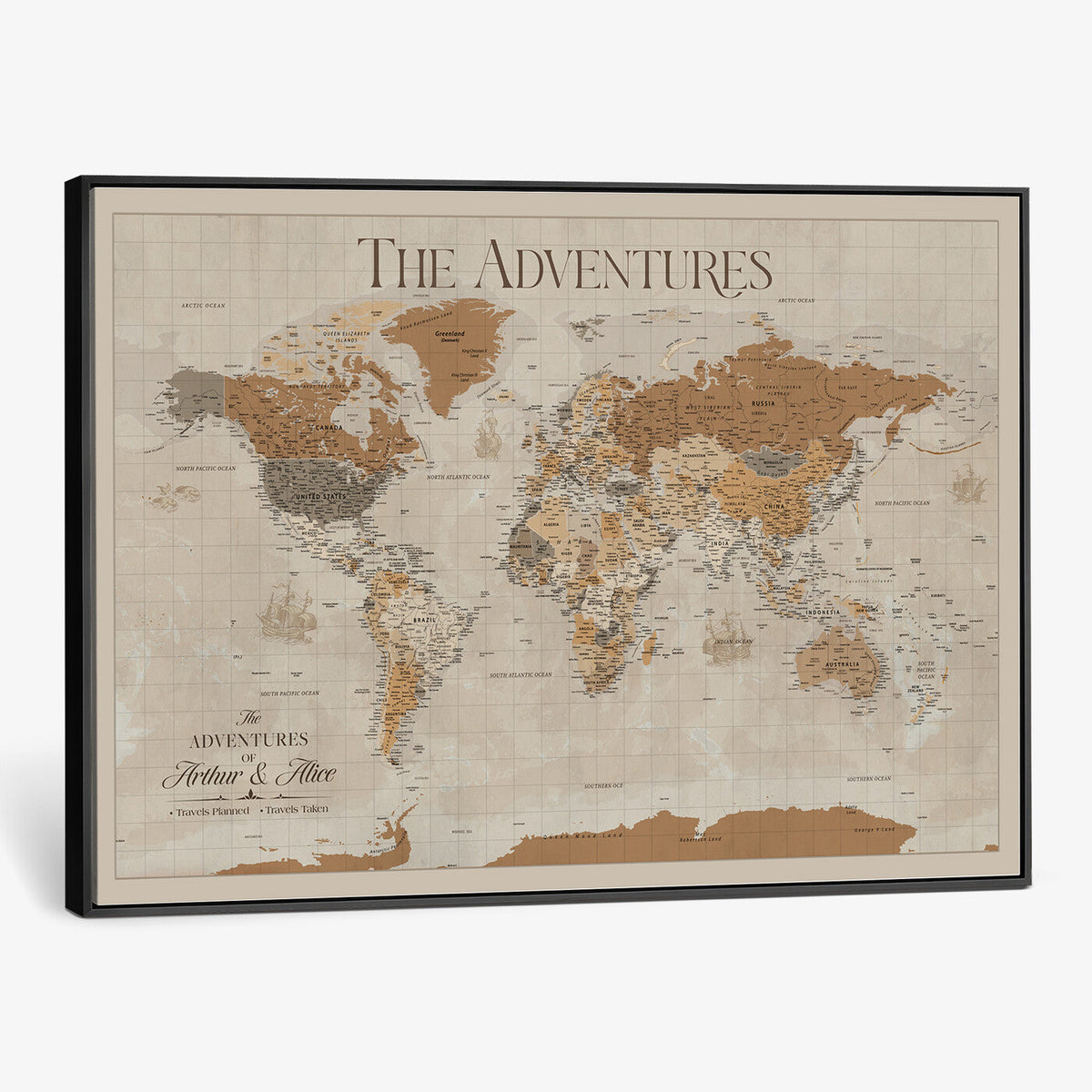 57738274-MGV-CV-36X24 - Custom Push Pin World Map Wall Art Canvas Print | Personalized Travel Tracker - NEWMAP-10