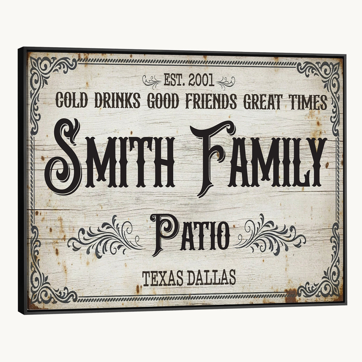 82858529-MGV-CV-36X24 - Custom Family Patio Sign Wall Art Canvas Print, Personalized Rustic Backyard Decor
