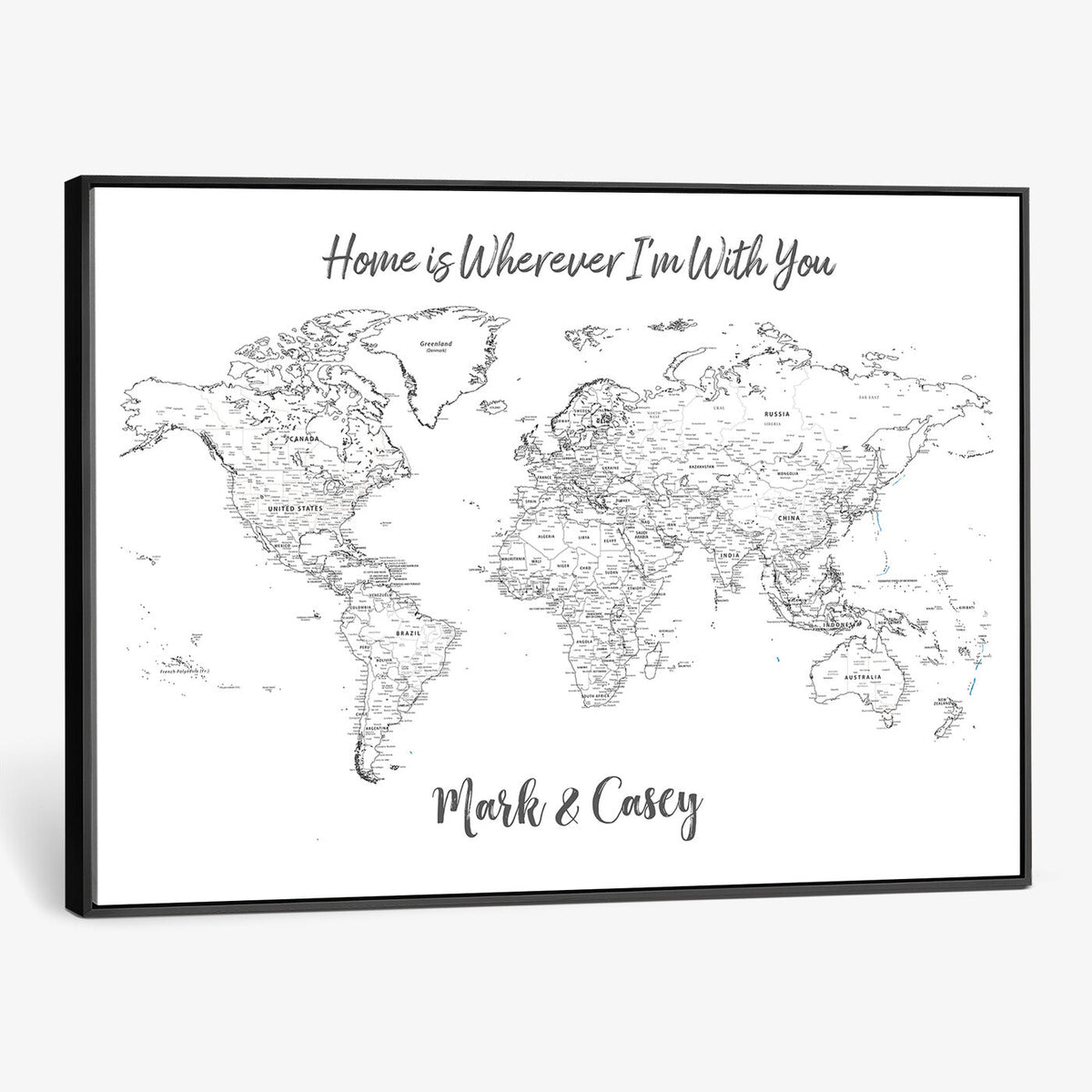 84721465-MGV-CV-36X24 - Custom Push Pin World Map Canvas Print | Personalized Travel Map Wall Art
