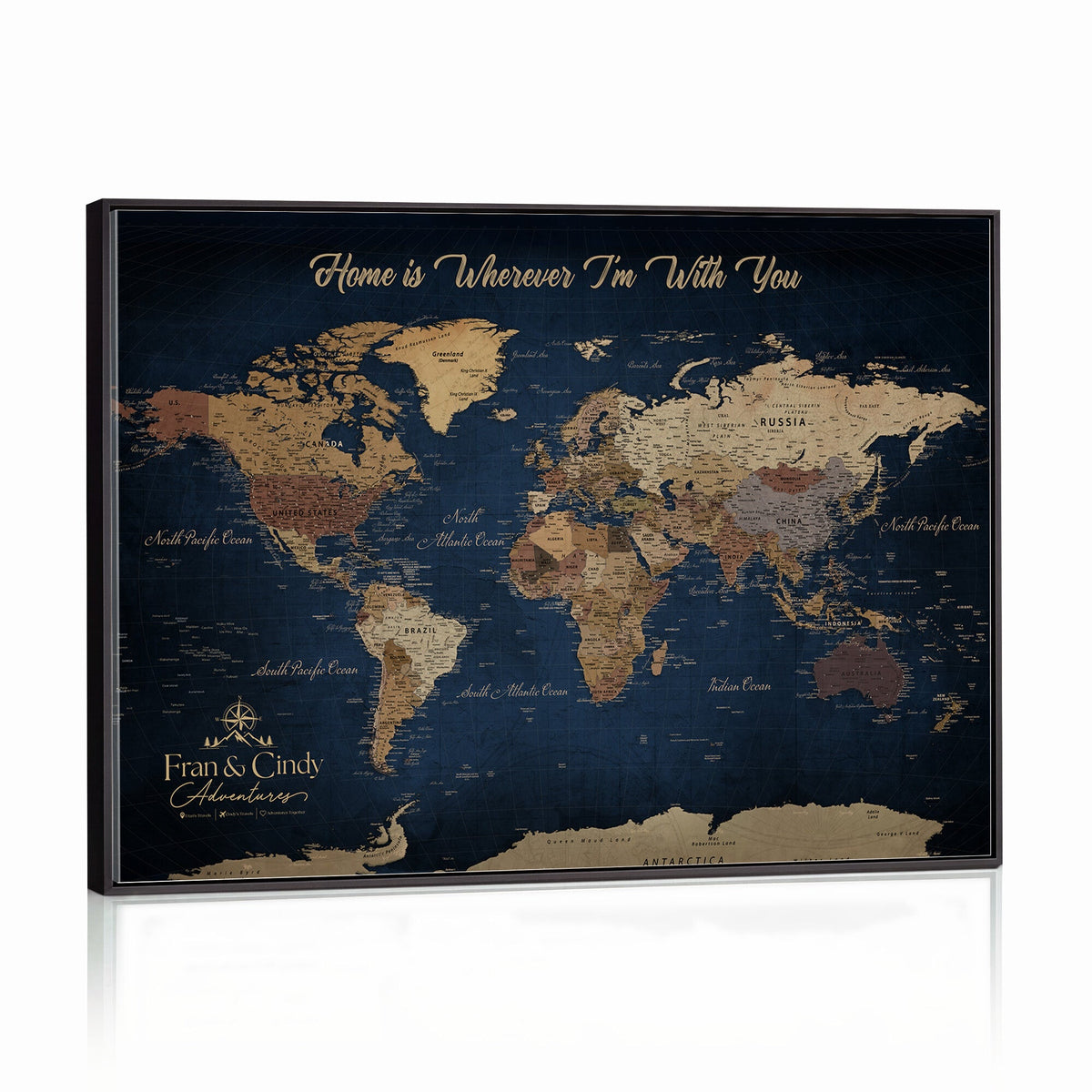 57774467-MGV-CV-36X24 - Custom Push Pin World Map Wall Art Canvas Print – Personalized Travel Tracker with Pins Framed Large for Home and Office Decor