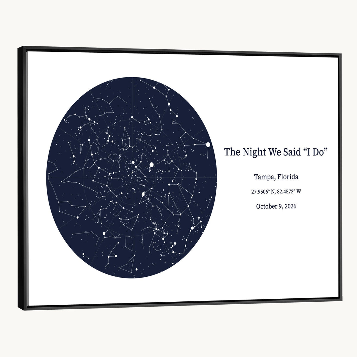 CSTM914STR-MGV-CV-36X24 - Custom Star Map Canvas Print – Personalized Night Sky Wall Art by Date and Location