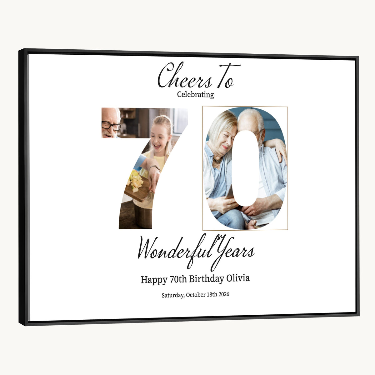 CSTM914DEDE-MGV-CV-36X24 - Number with Photo Canvas Print – Personalized Birthday Number Wall Art