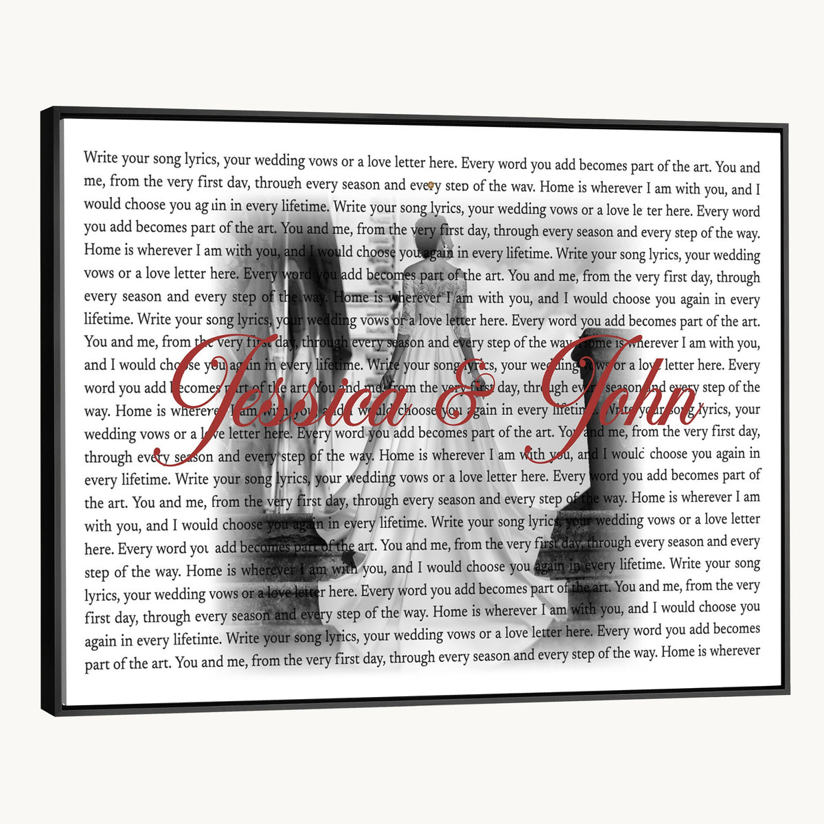 CSTM914LIRIK-MGV-CV-36X24 - Song Lyrics over Photo Canvas Print – Personalized Wedding Song and Photo Wall Art